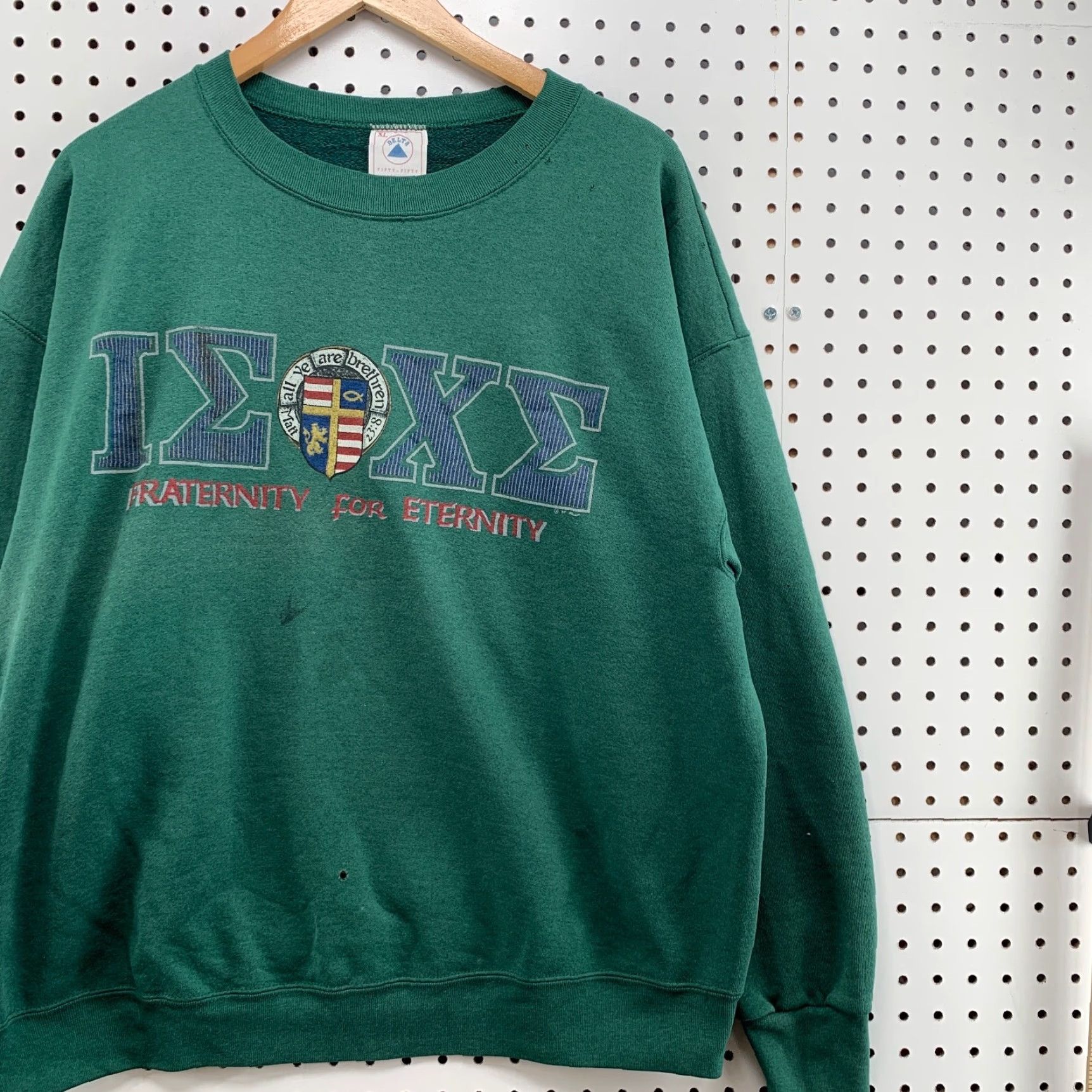 Delta VINTAGE Fraternity For Eternity Crew Neck Sweatshirt Mens XL Green IEXE 25X26 Delta Size US XL / EU 56 / 4 - 6 Thumbnail