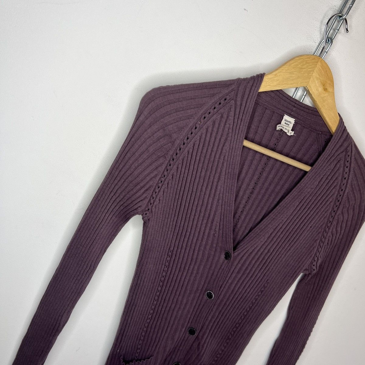 Hermes Hermes Cashmere Sweater Cardigan Ribbed Purple Size S / US 4 / IT 40 - 4 Thumbnail
