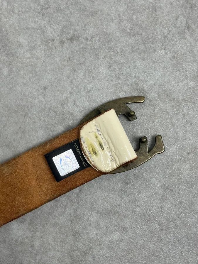 Roberto Cavalli 2000s Cavalli White Leather Studded Belt Size ONE SIZE - 5 Thumbnail