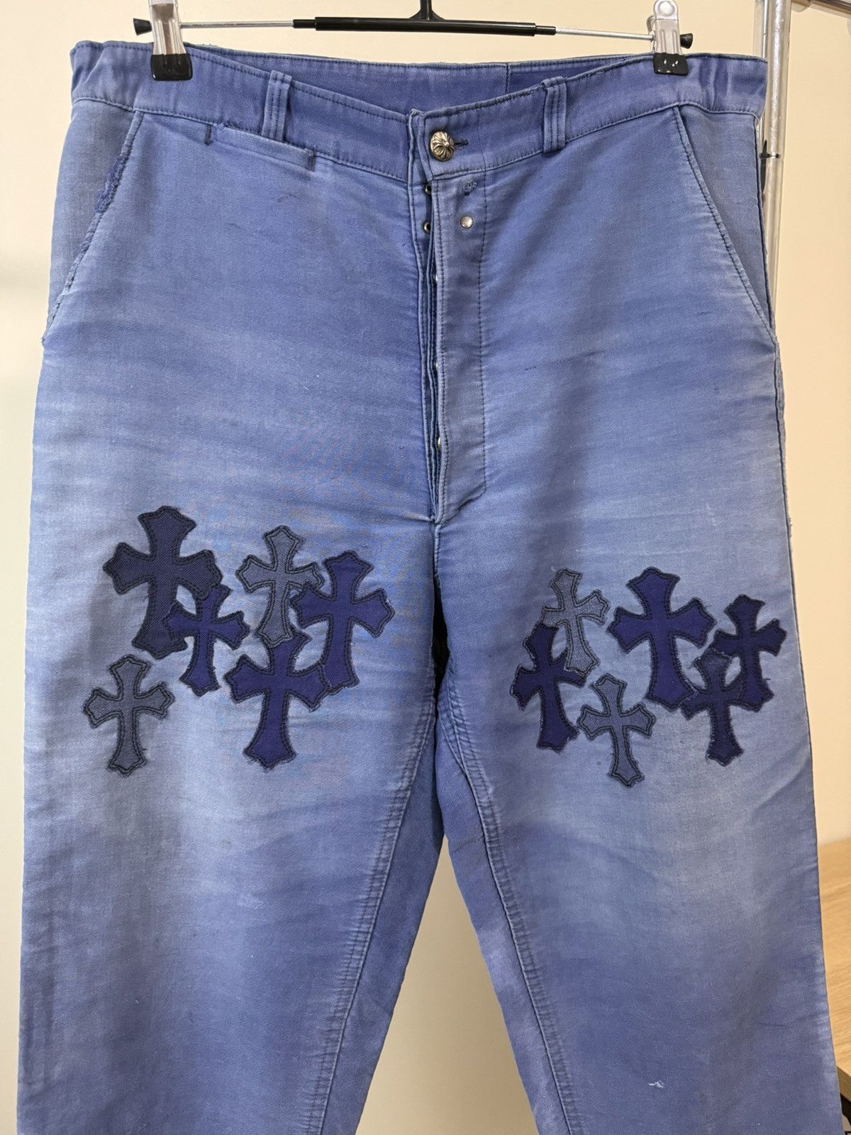 Chrome Hearts Chrome Hearts Blue French Workwear Cross Patch Pants Size US 33 - 3 Thumbnail