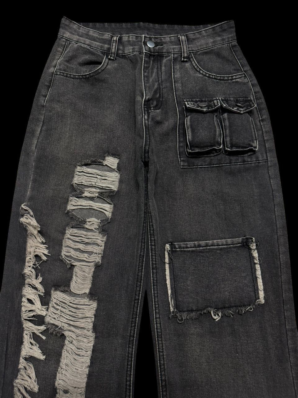 Beauty Beast 💥Insane💥🇯🇵 Mega Flare Dark Jean Baggy Flare Bag Pocket Style Size US 28 / EU 44 - 4 Thumbnail
