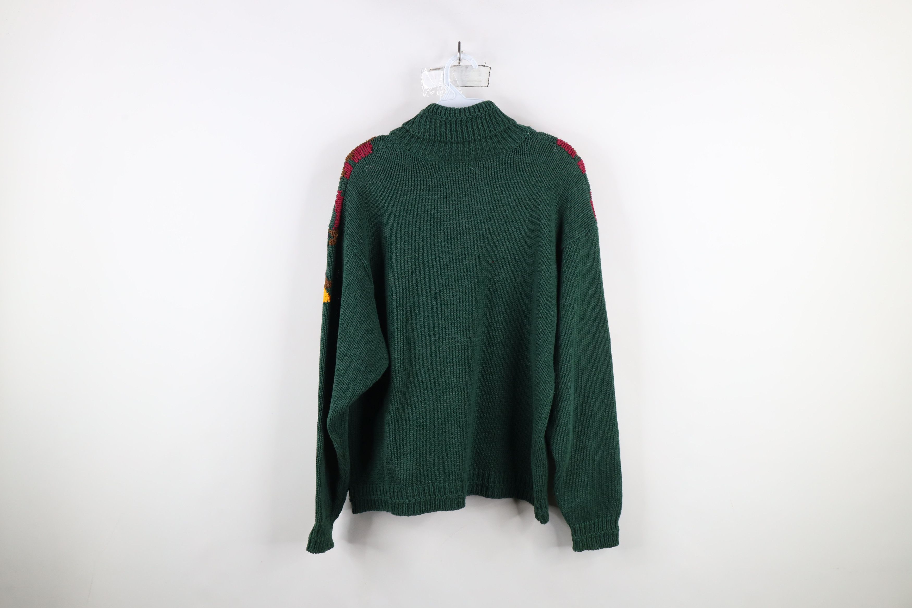 Vintage Vintage 90s Streetwear Leaf Chunky Knit Turtleneck Sweater Size XL / US 12-14 / IT 48-50 - 9 Thumbnail
