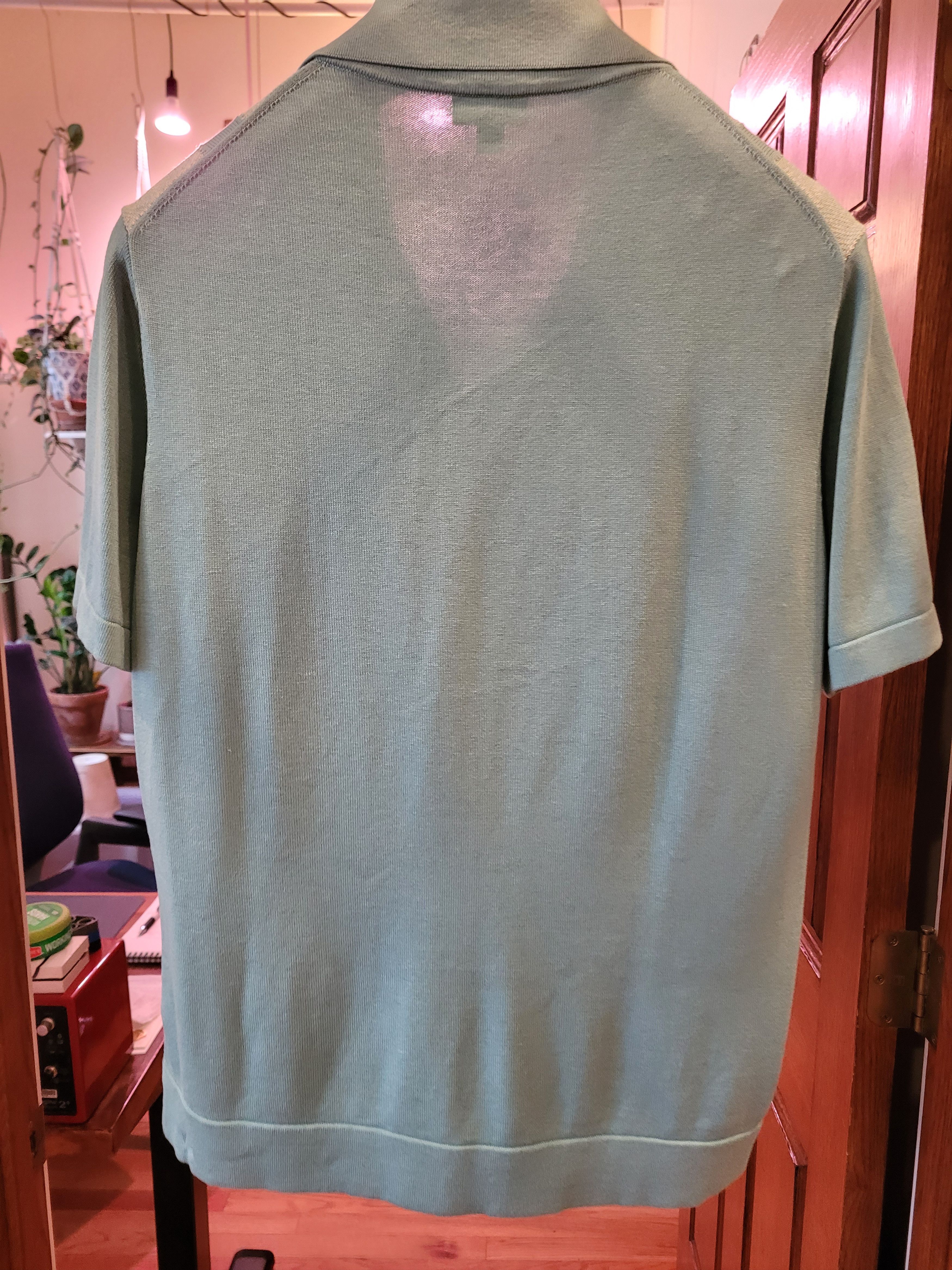 Todd Snyder Silk Cotton Small Tonal Full Placket Polo Aqua Size US M / EU 48-50 / 2 - 3 Thumbnail