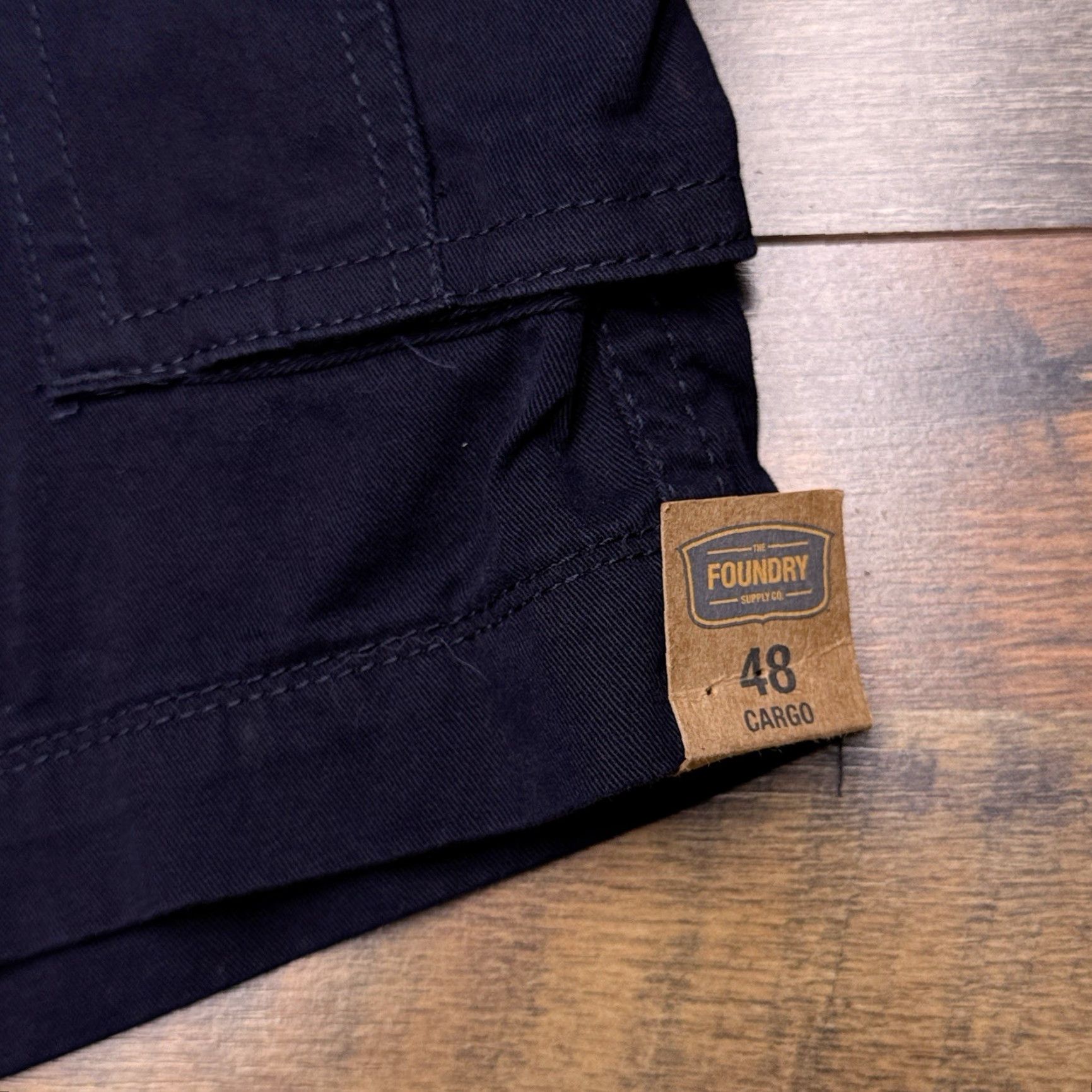 Vintage Foundry Cargo Shorts Mens 48 Navy Blue Cargo Pocket Flat Front Regular Fit Twill Cotton Short - Blue Size US 32 / EU 48 - 4 Thumbnail