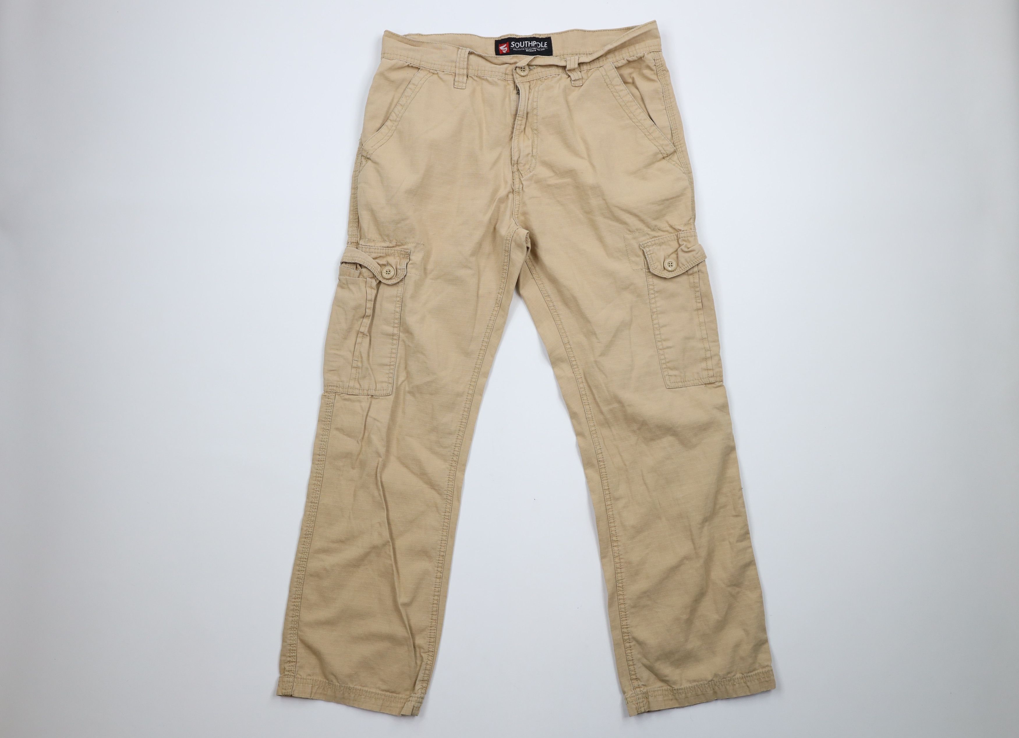 Vintage Southpole Ripstop Baggy Cargo Pants Beige Cotton