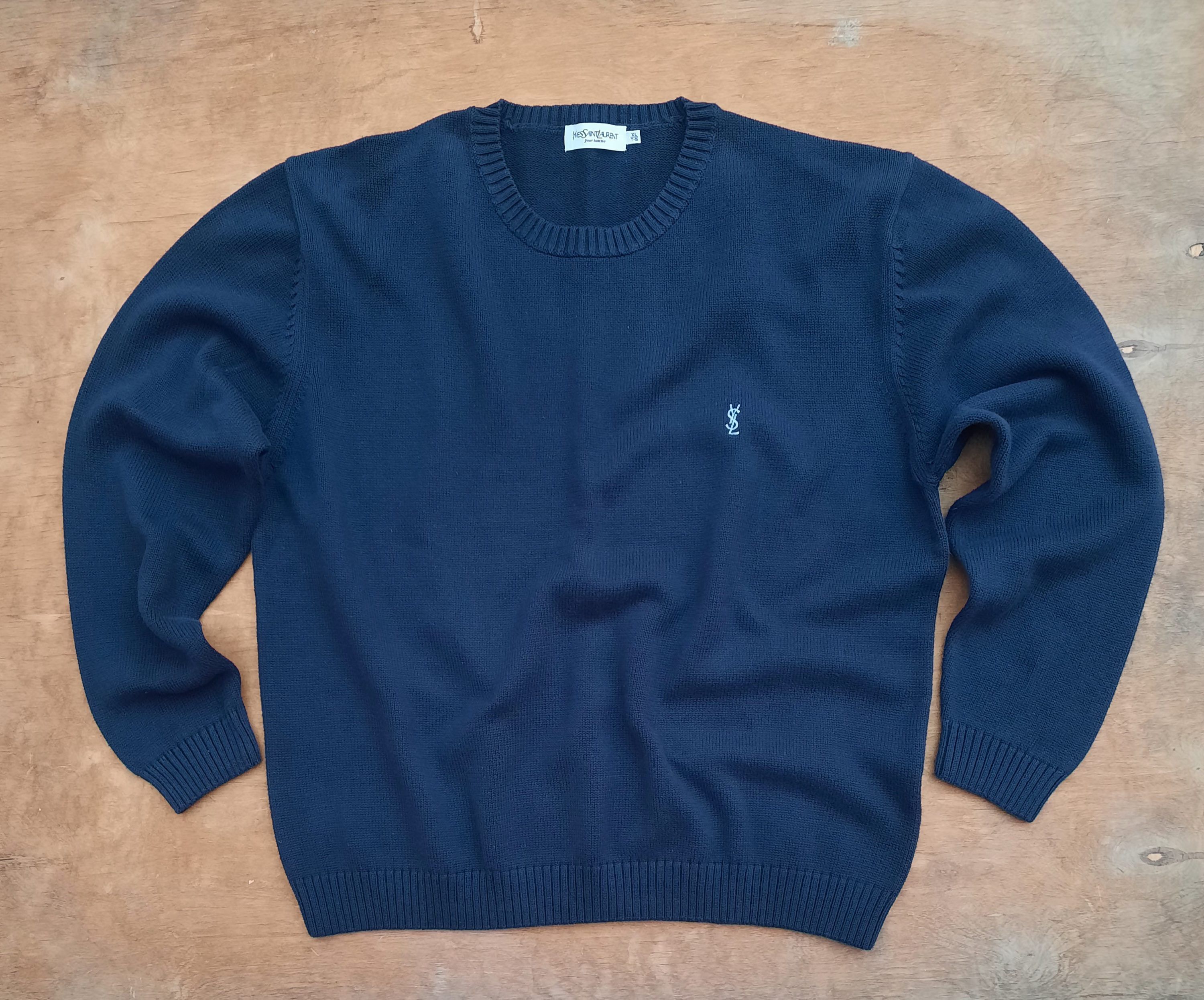 Yves Saint Laurent Yves Saint Laurent Navy Knit Sweater Mens Size XL Pullover Size US XL / EU 56 / 4 - 1 Thumbnail