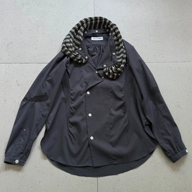 Kiko Kostadinov Size46 Anthonis Pleated Shirt grey neck sca