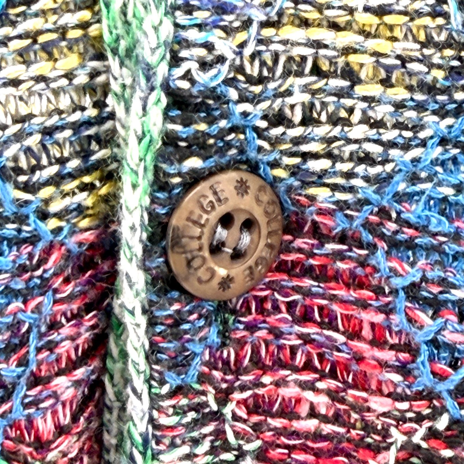 Vintage Vintage 90s Marcazzani Multi Geometric Textured Polo Sweater Size US M / EU 48-50 / 2 - 3 Thumbnail