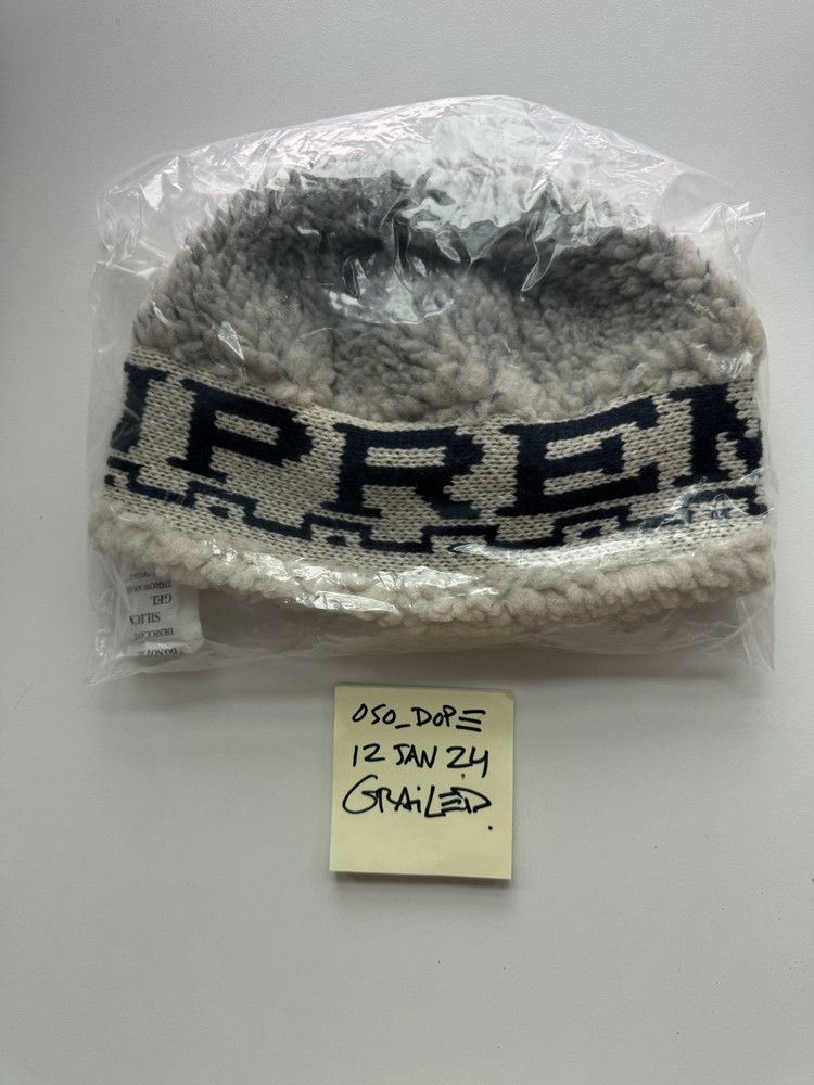 Supreme supreme sherpa logo beanie (natural) Size ONE SIZE - 3 Thumbnail