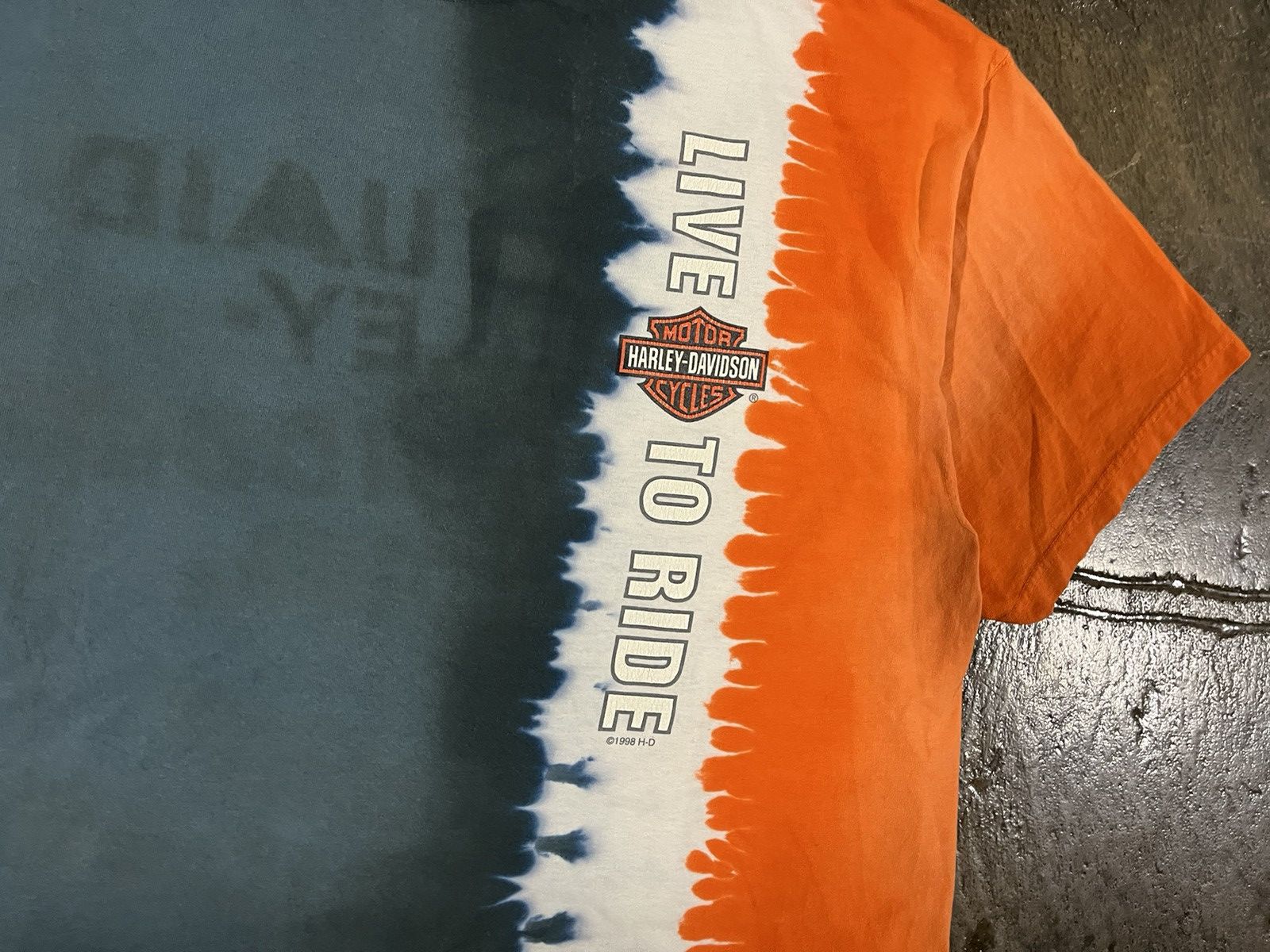 Harley Davidson × Vintage Crazy Vintage 90s Harley Davidson Tie Dye Grunge Biker Tee Size US XL / EU 56 / 4 - 4 Thumbnail
