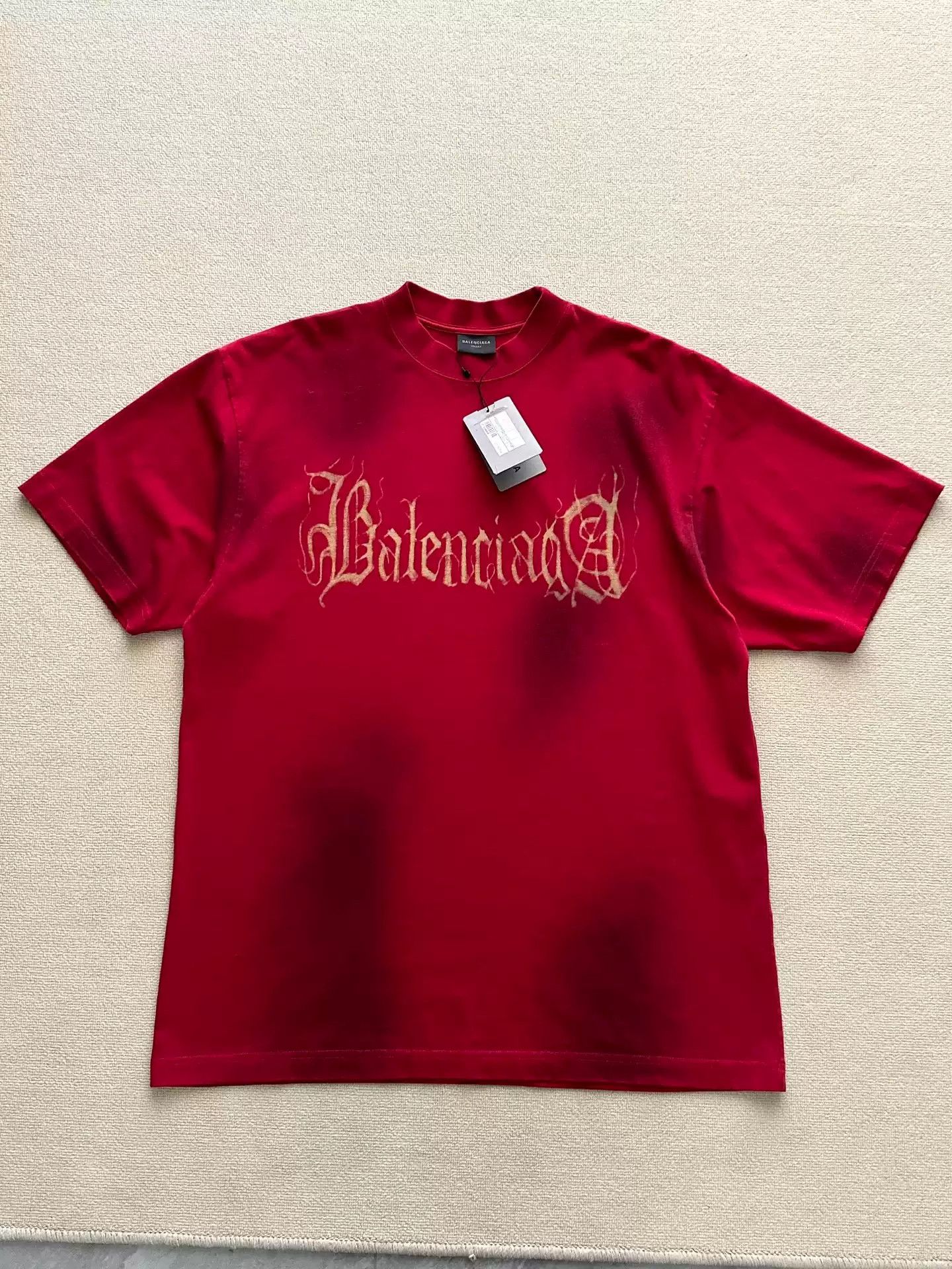 Balenciaga Balenciaga 23fw Mud Dyed Sanskrit Damaged Short sleeved T-shirt Size US S / EU 44-46 / 1 - 1 Thumbnail