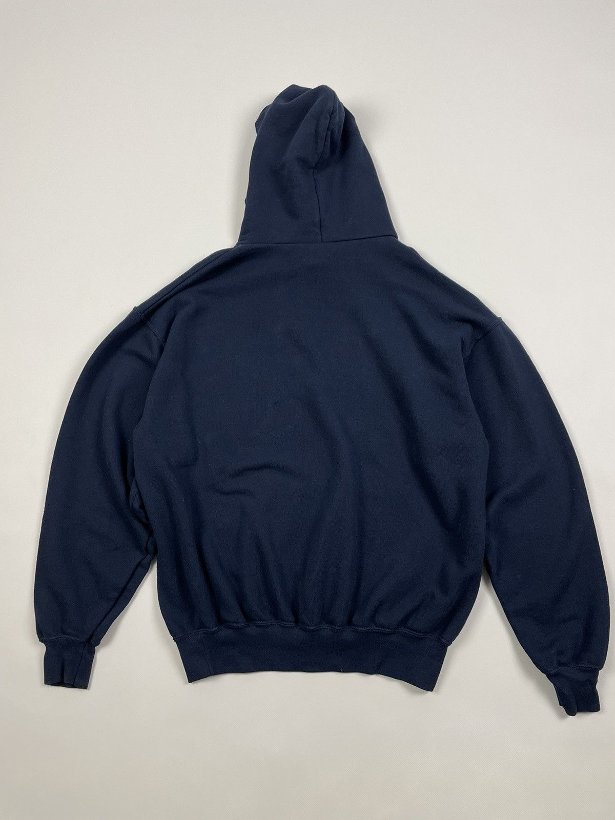 Fruit Of The Loom 2000s Vintage Fruit Of The Loom Blank Blue Boxy Hoodie Size US L / EU 52-54 / 3 - 2 Thumbnail