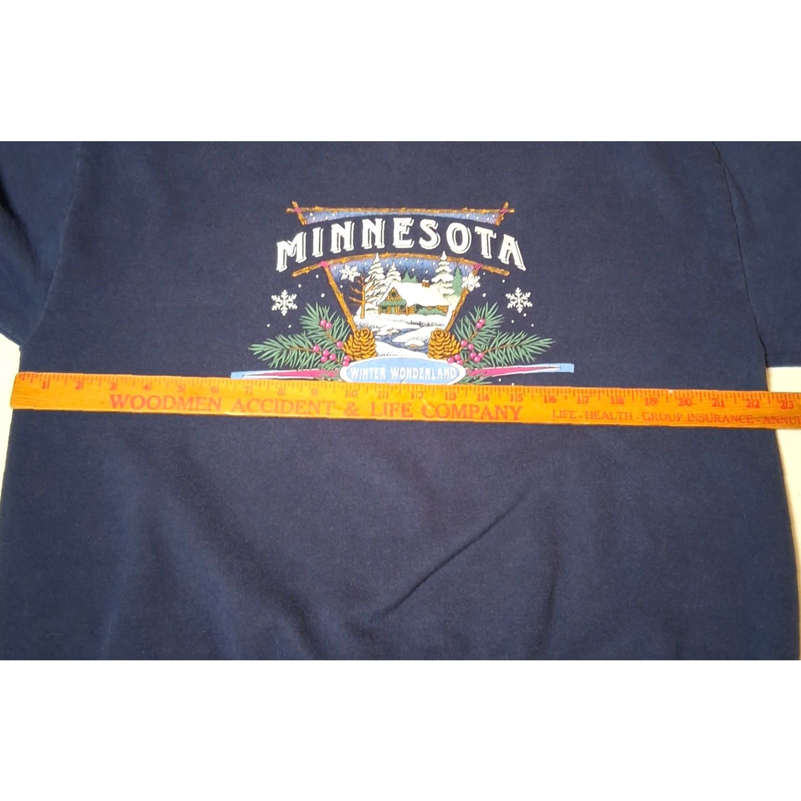 Jerzees VINTAGE Minnesota Sweatshirt Large L Blue Cotton Blend Knit Jerzees NuBlend Crewneck Pullover Graphic Winter Wonderland Nature Cabincore Mens Size US L / EU 52-54 / 3 - 5 Thumbnail