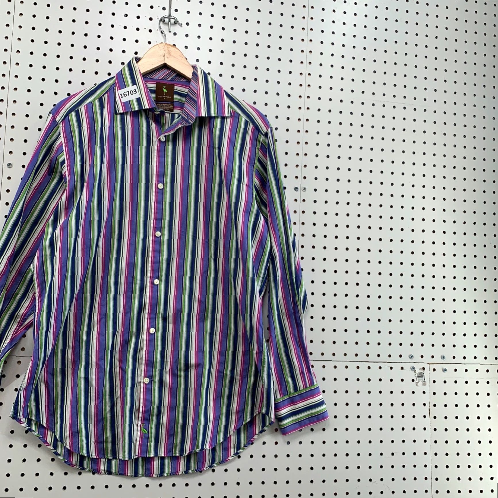 Tailorbyrd VINTAGE Tailorbyrd Shirt Mens M 100% Egyptian Cotton Purple Striped Long Sleeve Button-Up Adult Medium Purple Striped Mens Size US M / EU 48-50 / 2 - 5 Thumbnail