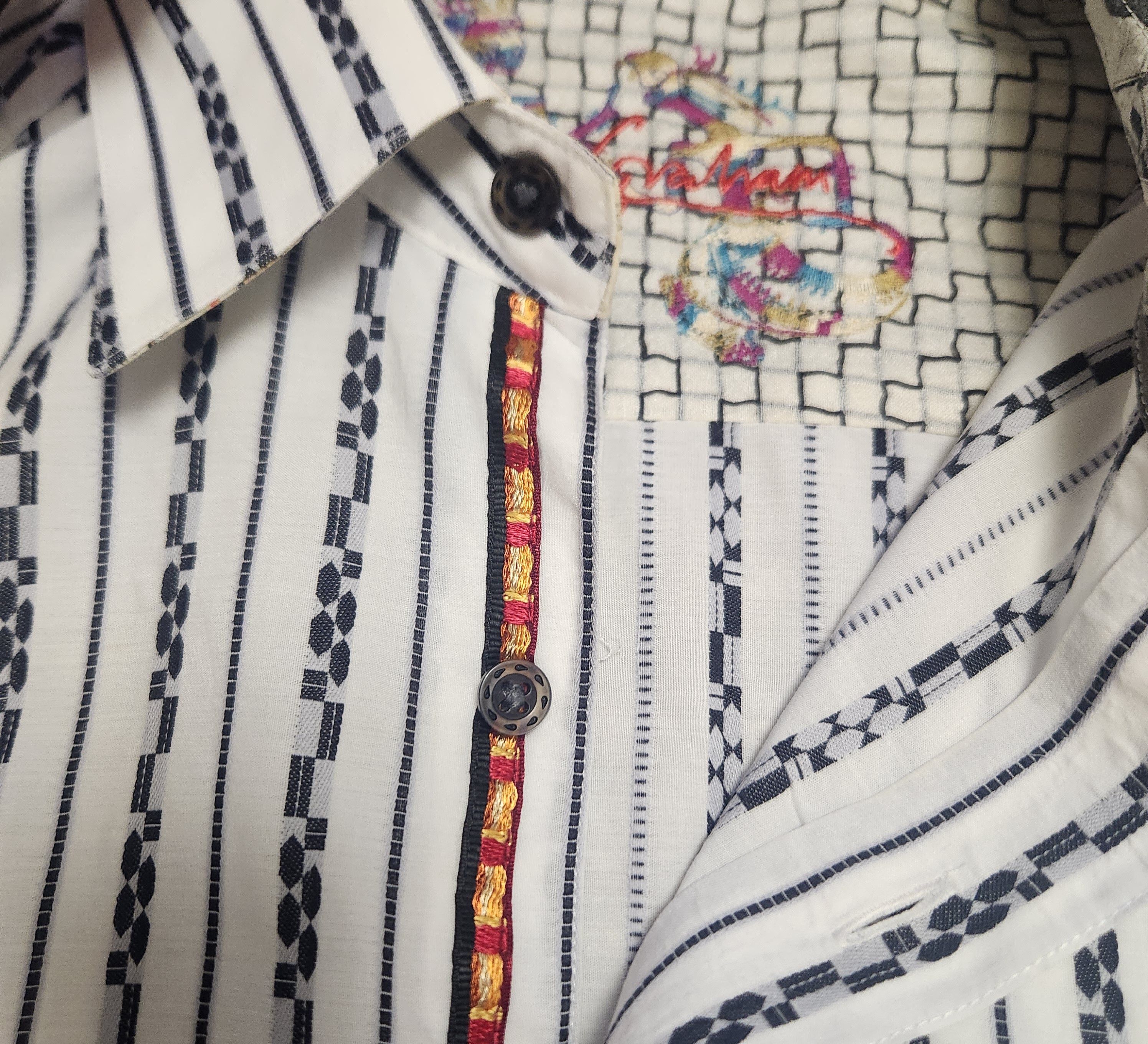 Robert Graham Robert Graham shirt XL men's black white stripe cotton Size US XL / EU 56 / 4 - 6 Thumbnail