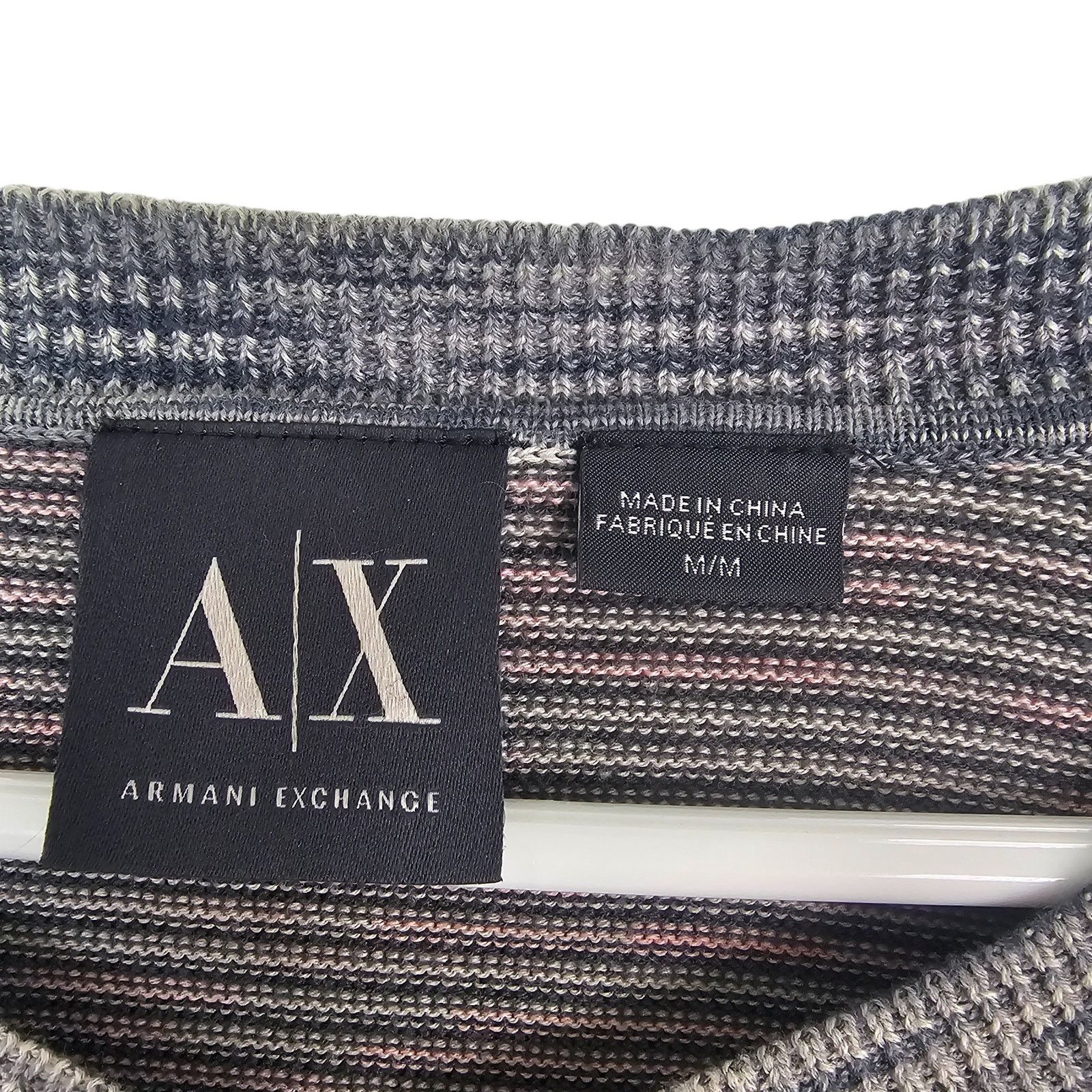 Armani Exchange Armani Exchange Mens Striped V-Neck Sweater Size M Designer Size US M / EU 48-50 / 2 - 6 Thumbnail