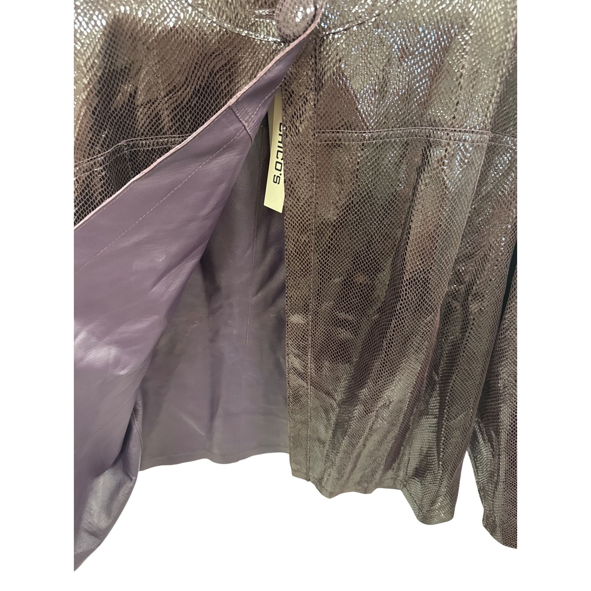 Chicos Chicos Womens Plum Leather Reversible Animal Print Jacket ou Size S / US 4 / IT 40 - 6 Thumbnail