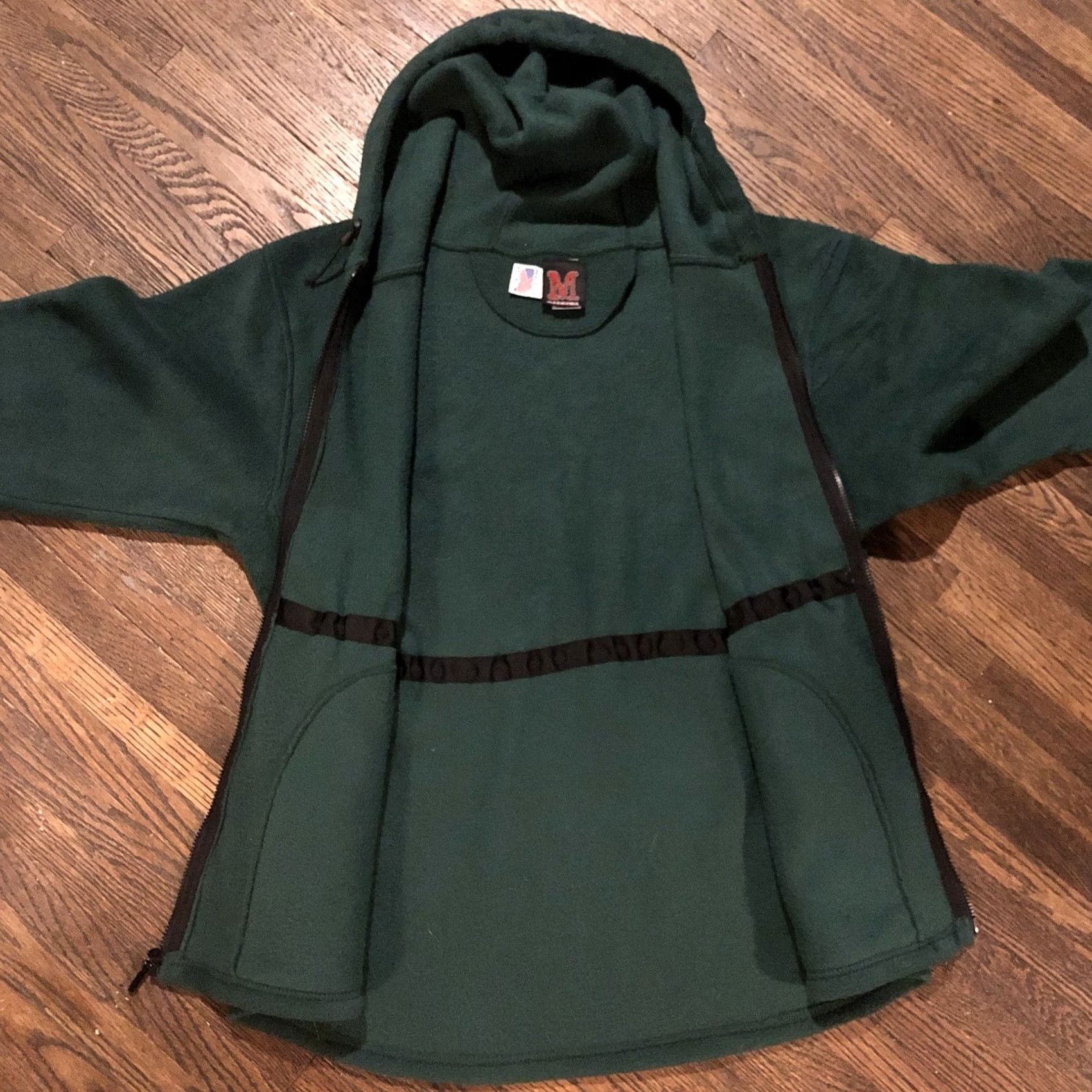 Vintage VINTAGE Mazmania Women's XS Solid Green Soft Fleece Hooded Zip Jacket USA 90s Size XS / US 0-2 / IT 36-38 - 6 Thumbnail