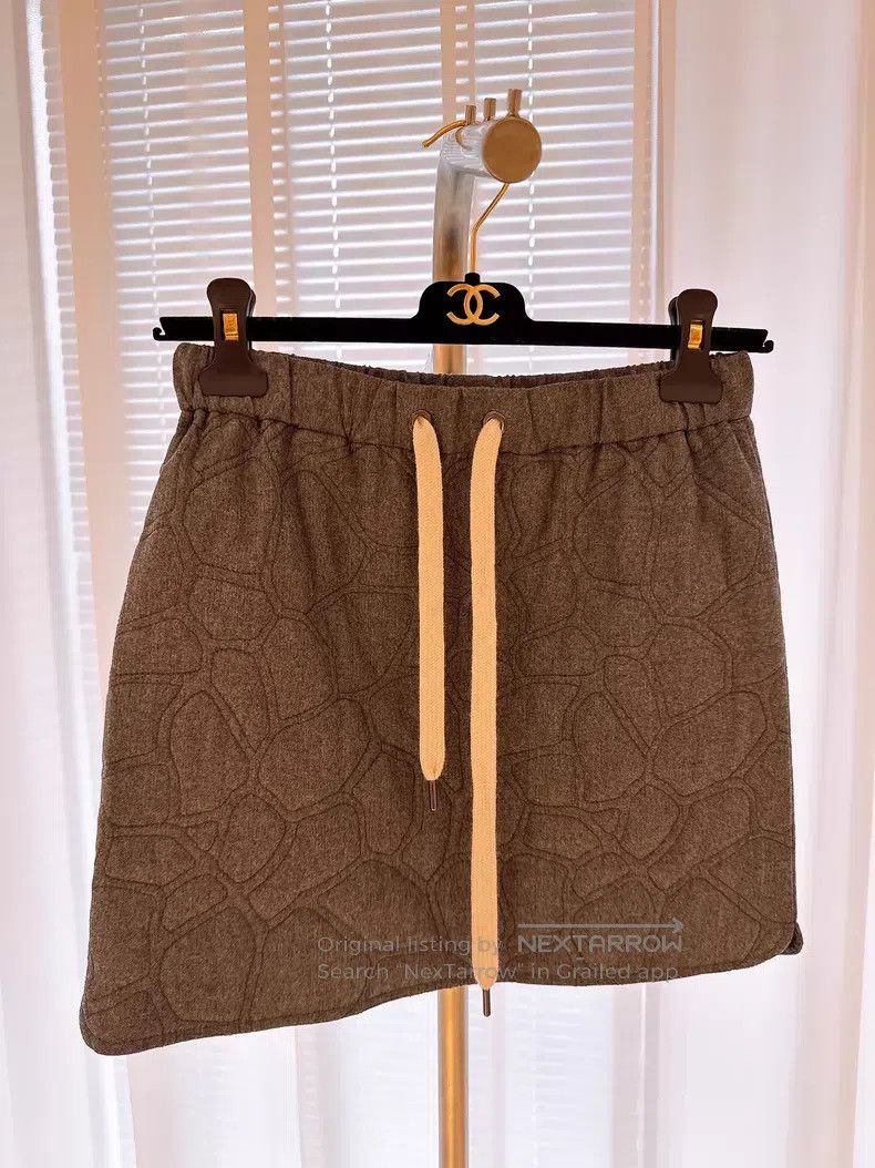 Brunello Cucinelli Brunello Cucinelli Gray Quilted Turtle Back Cotton Skirt Size 24" / US 00 / IT 34 - 1 Thumbnail