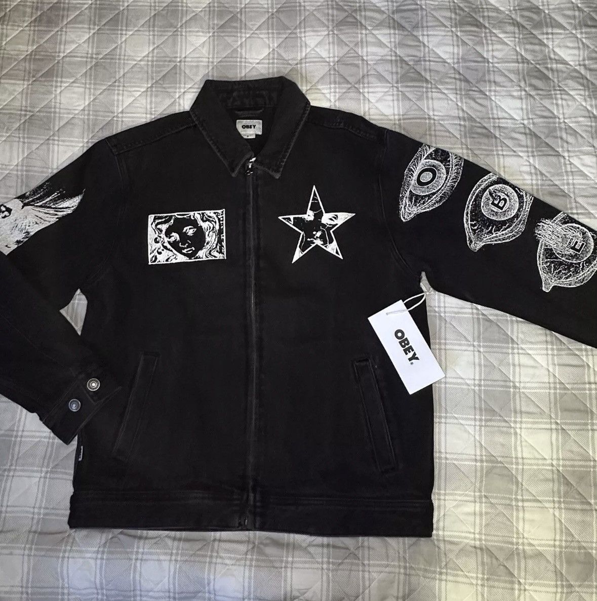 Obey Obey Propaganda Dreams Black Denim Jacket Urban Outfitters Size US M / EU 48-50 / 2 - 1 Thumbnail