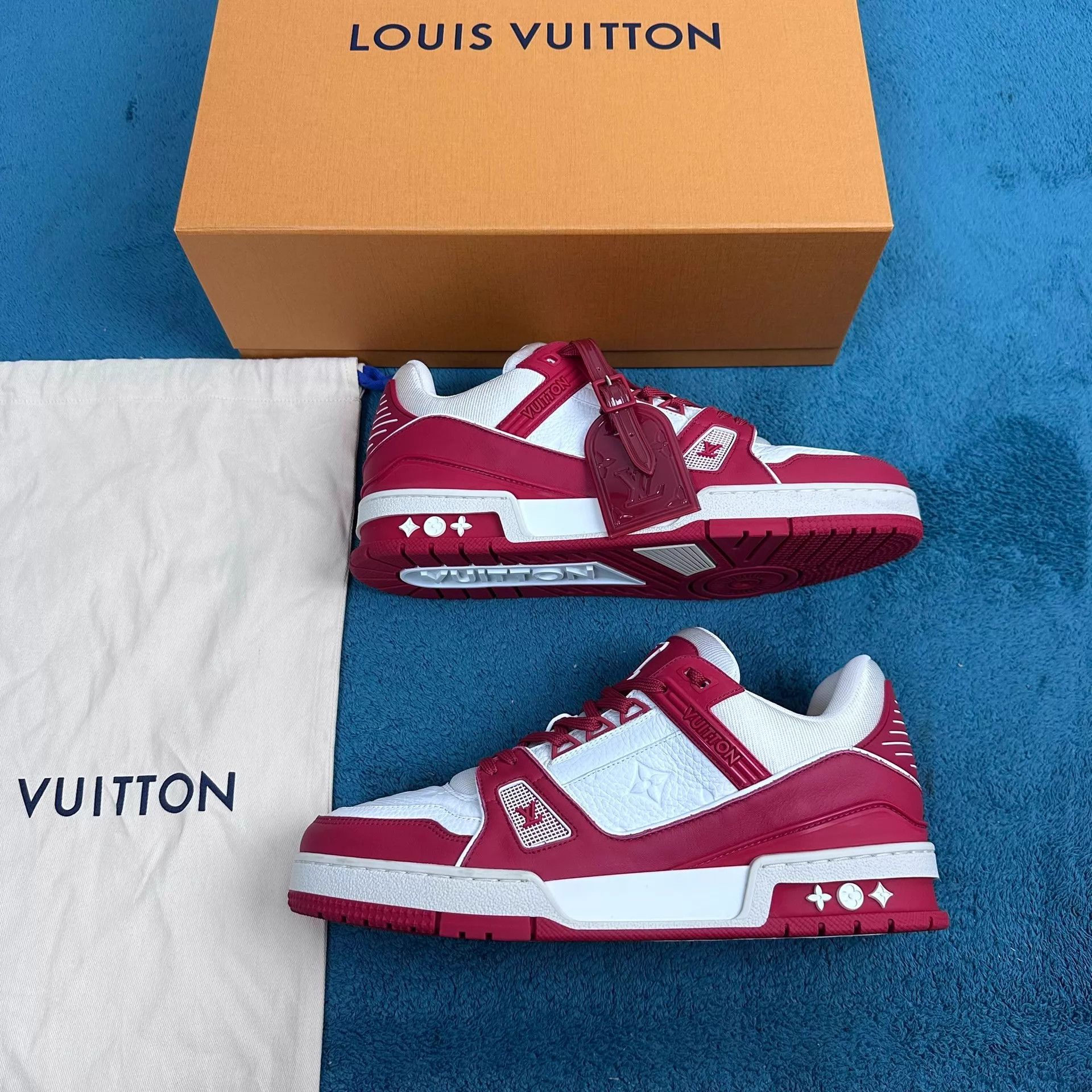 Louis Vuitton LV Trainer Low Top Sneaker Red Charity 7/EU41 Size US 8 / EU 41 - 2 Thumbnail