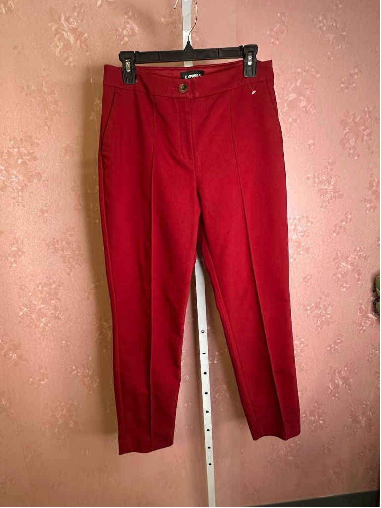 Express Express Statement Red Pleated Trousers Pants Med EUC Size 30" / US 8 / IT 44 - 2 Thumbnail