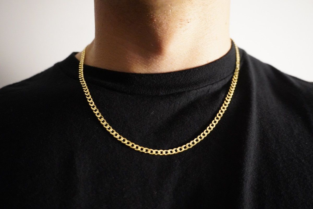 Other Gold Chain 14K Gold Vermeil Cuban Chain 4mm 20 Inches Size ONE SIZE - 1 Thumbnail