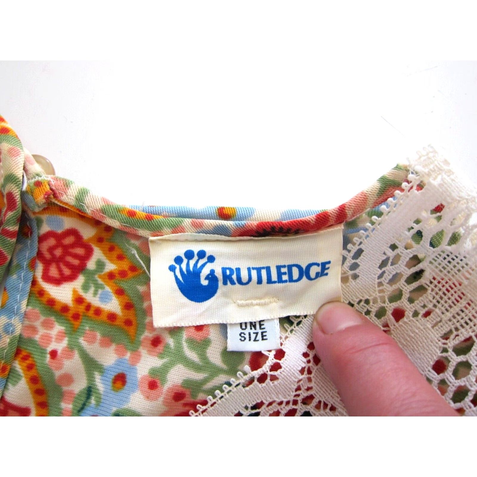 Vintage VINTAGE Rutledge Kaftan Maxi Muumuu Dress L-XL Pink Blue Green Floral V-Neck Short Sleeve Pullover Polyester Dress Rutledge Women Size L / US 10 / IT 46 - 3 Thumbnail