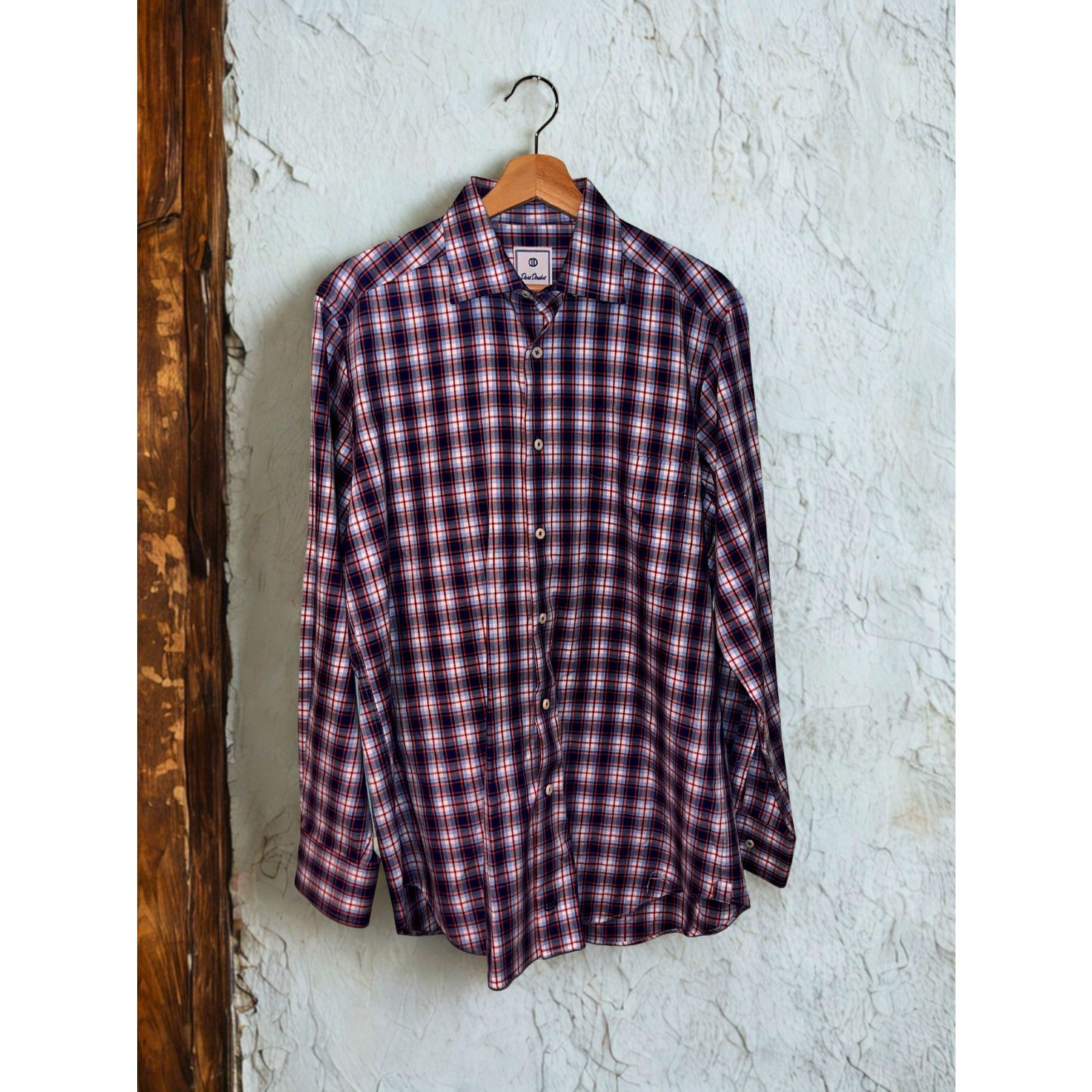 David Donahue David Donahue Toast Brushed Plaid Shirt Mens M MSRP $165 Size US M / EU 48-50 / 2 - 1 Thumbnail