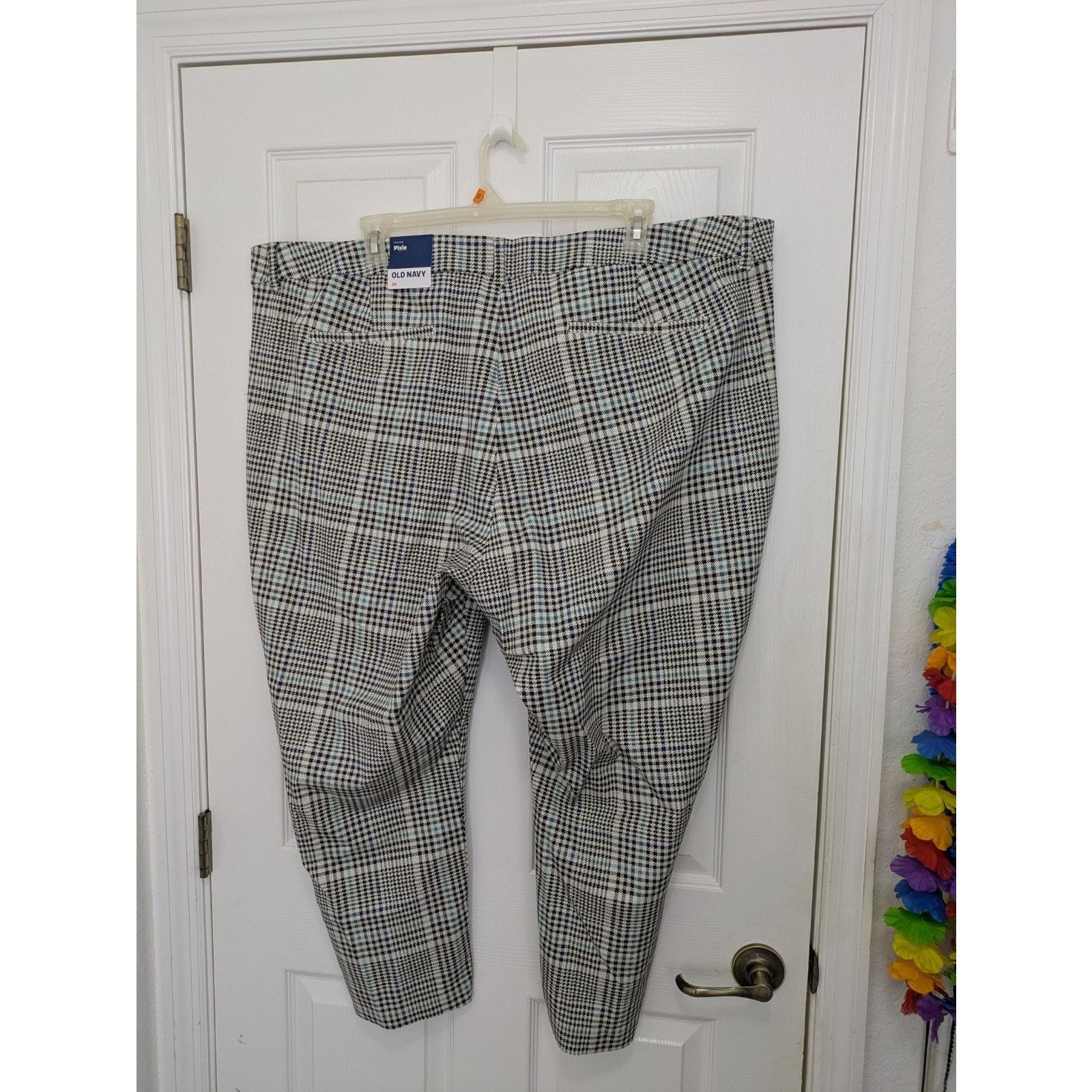 Old Navy Old Navy Hi Rise Pixie Pants 28 Houndstooth Black White Blue Size 28" / US 6 / IT 42 - 2 Thumbnail
