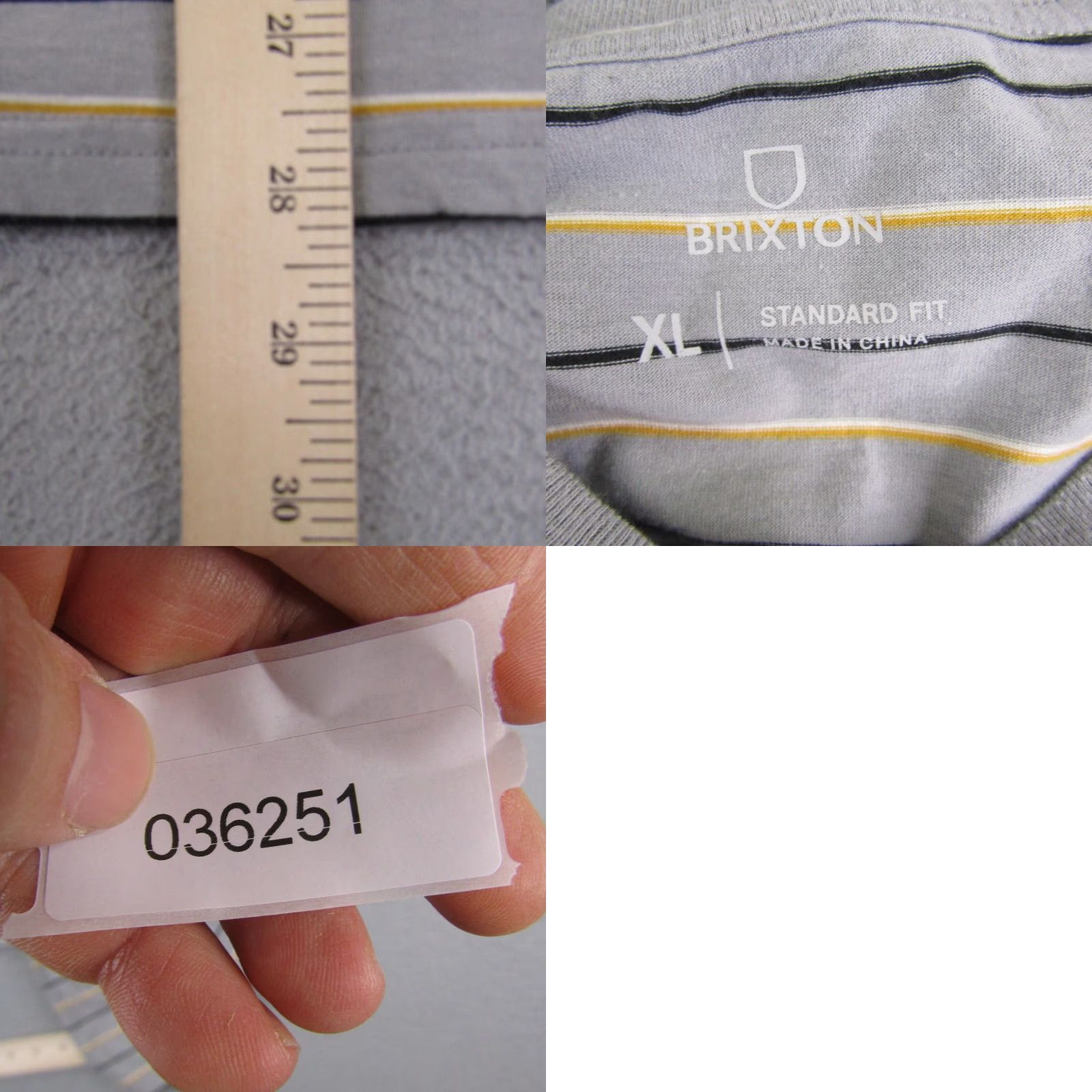 Brixton Brixton Shirt Mens Gray Stripes XL Standard Fit Skateboarding Skater Surfer Size US XL / EU 56 / 4 - 8 Thumbnail