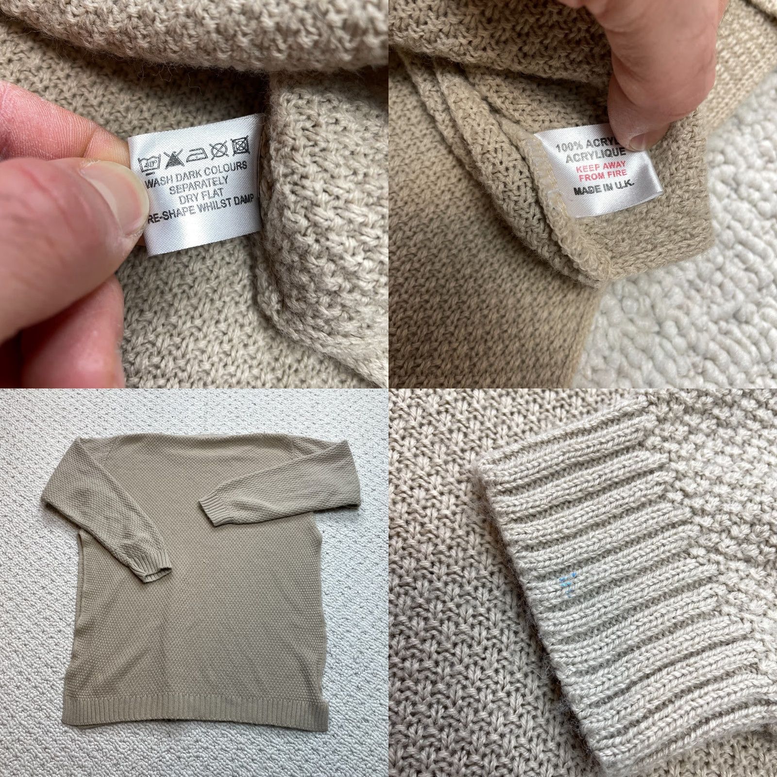 Boohoo VINTAGE Boohoo Sweater Top Womens S Beige Oatmeal Slit Sides Pullover Acrylic Solid Size S / US 4 / IT 40 - 8 Thumbnail