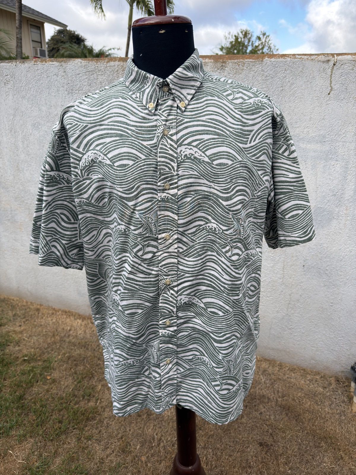 Reyn Spooner Reyn Spooner Classic Fit Green/White Full Button Men's XL Size US XL / EU 56 / 4 - 1 Thumbnail
