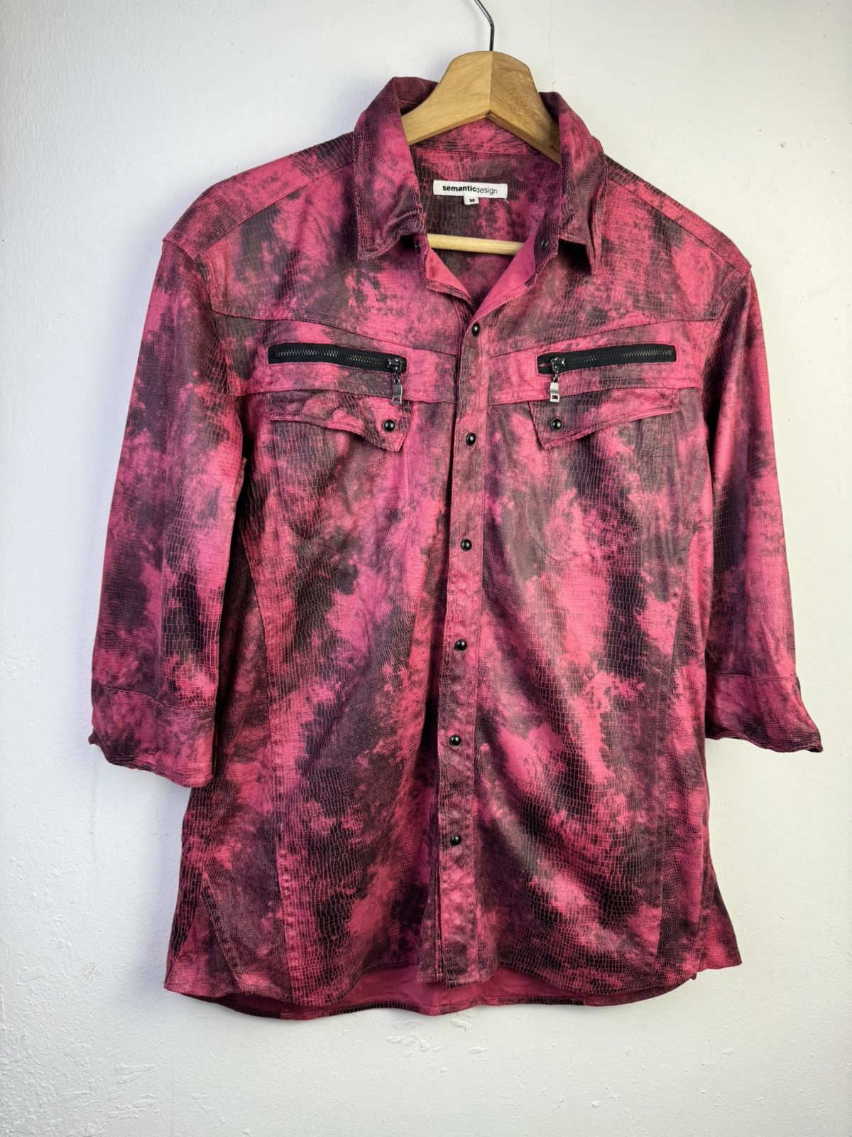 semanticdesign Semantic Design red acid wash button-up shirt. Size M / US 6-8 / IT 42-44 - 2 Thumbnail