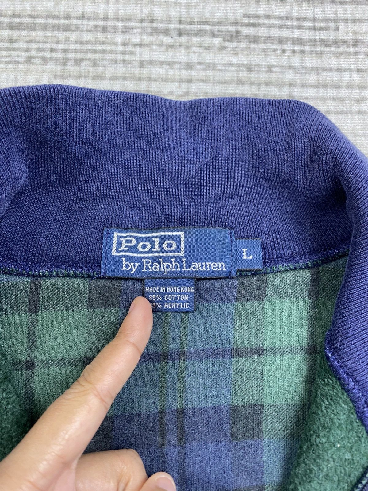 Polo Ralph Lauren Vtg Polo Ralph Lauren Green Plaid Jacquard Halfzipper Jacket Size US L / EU 52-54 / 3 - 8 Thumbnail