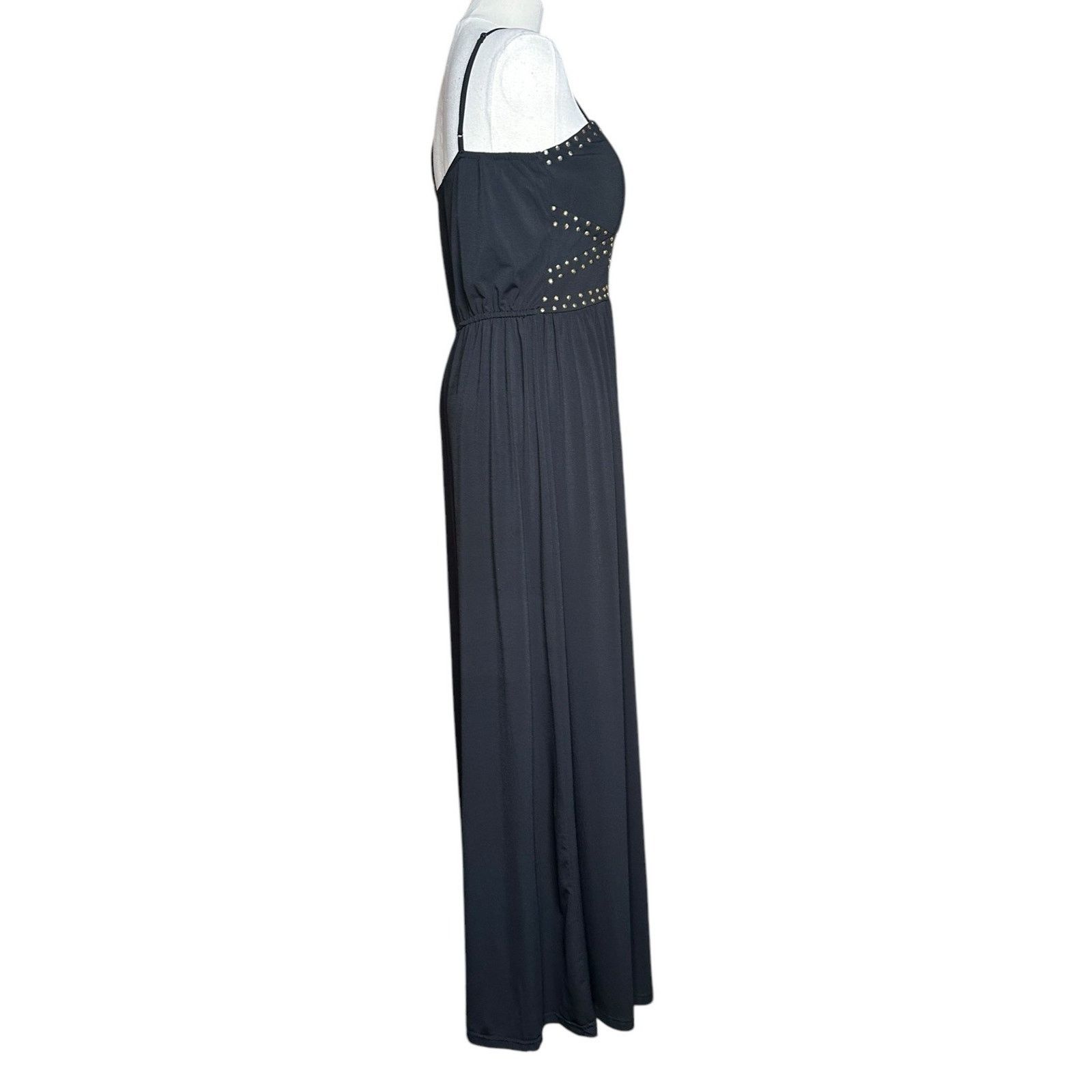 Other Venus Solid Black Sleeveless Long Studded Tank Maxi Dress M Size M / US 6-8 / IT 42-44 - 5 Thumbnail