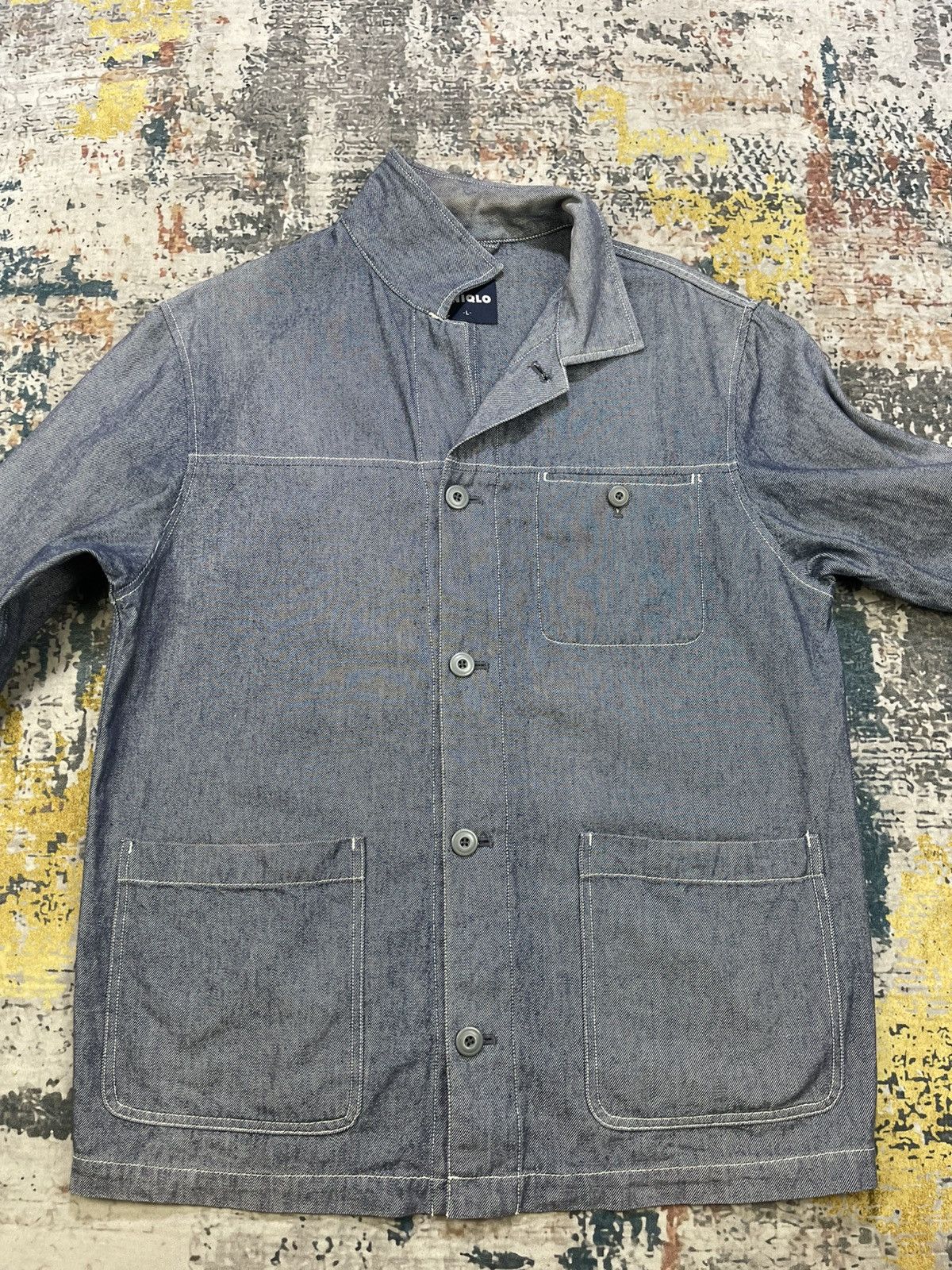 Japanese Brand Vtg Uniqlo Chambray Denim Chore Jacket Size US L / EU 52-54 / 3 - 6 Thumbnail