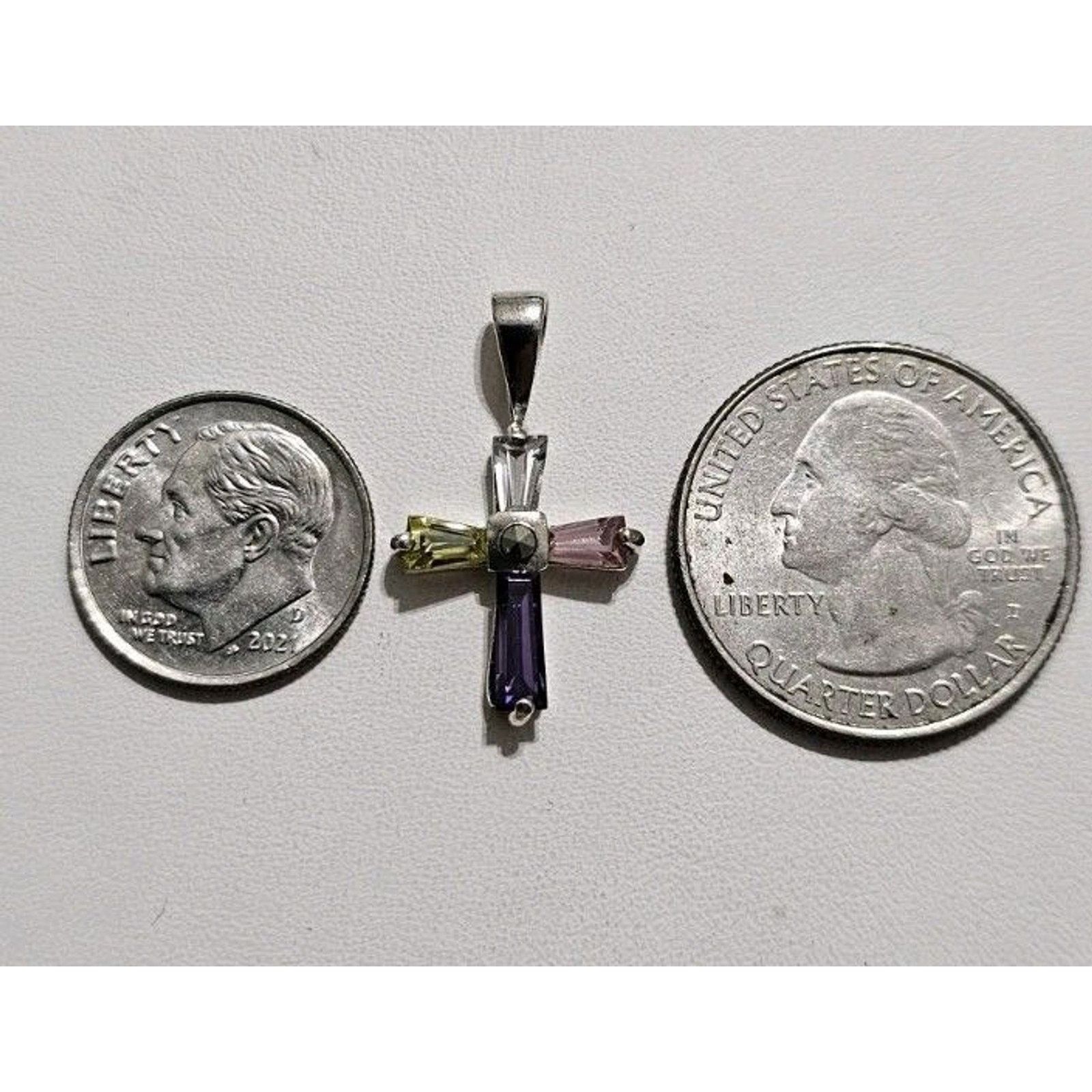 Other Multicolor Cross Pendant, Silver 925 Crystal Cross Pendant Size ONE SIZE - 2 Thumbnail