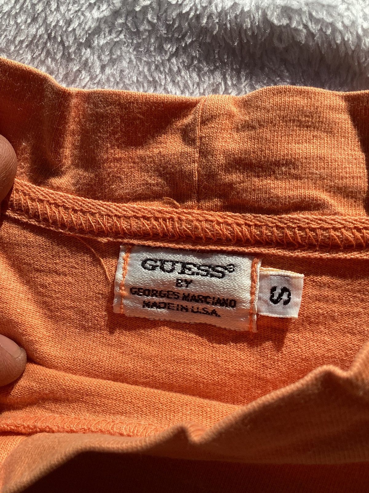 Guess × Vintage Vtg 90s guess Georges Marciano orange Tonel logo oversize Te Size US L / EU 52-54 / 3 - 4 Thumbnail