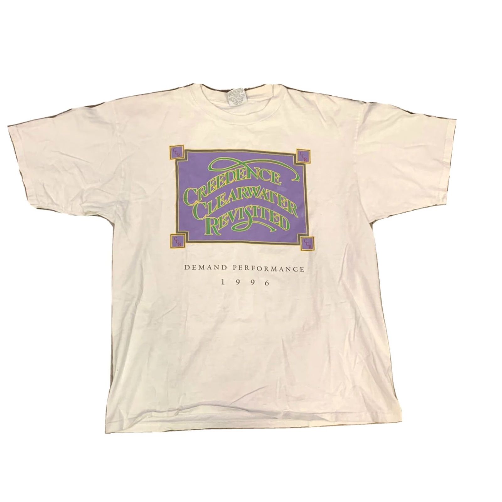 Gildan VINTAGE Creedence Clearwater Revisited 1996 Tour T Shirt Adult XL White Mens Size US XL / EU 56 / 4 - 2 Thumbnail