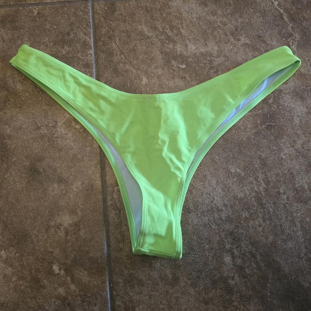 Designer Green Neon High Cut Bikini Bottoms Size ONE SIZE - 2 Thumbnail