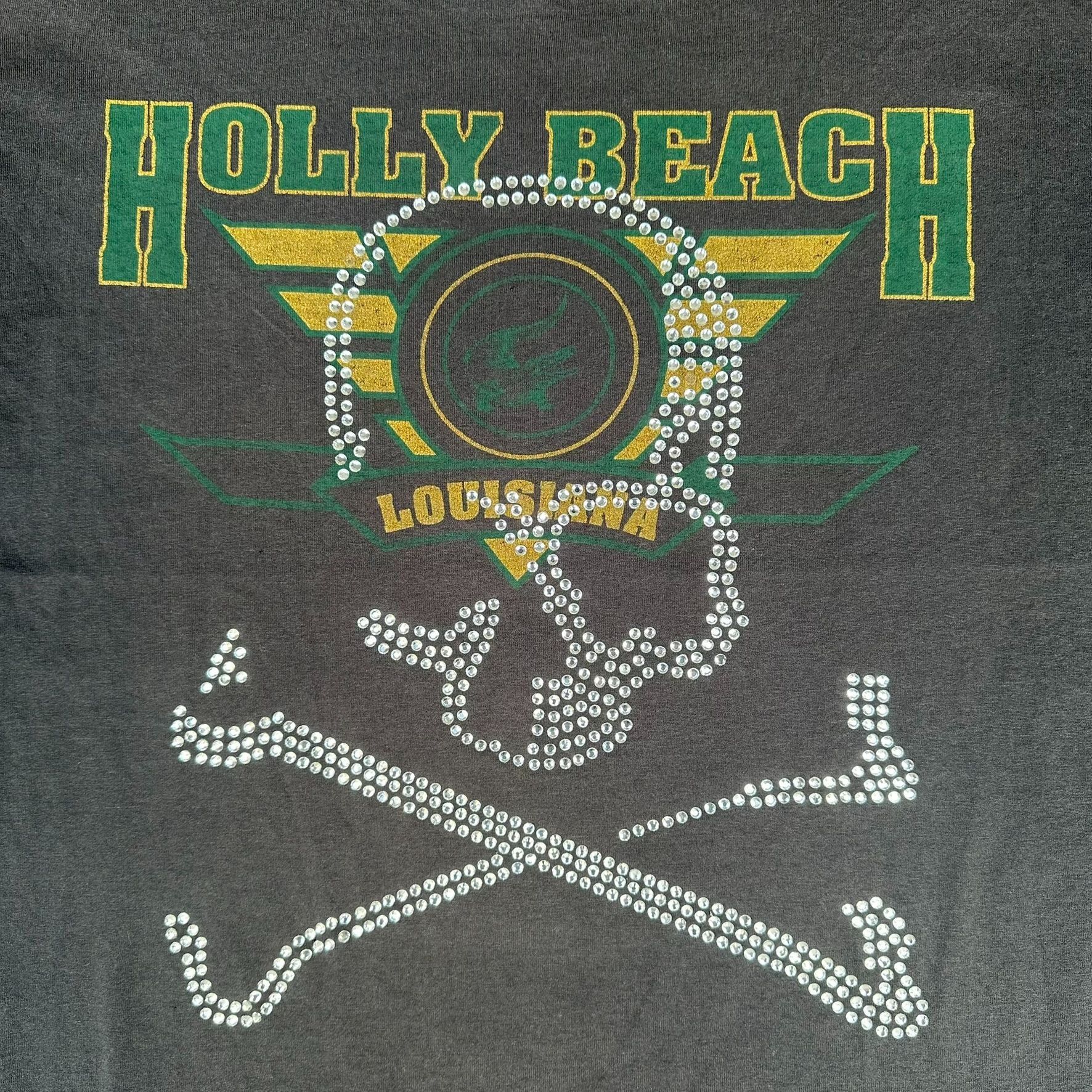 Vintage Vintage 90s Holly Beach Louisiana Skull T-Shirt Black XL Bed Size US XL / EU 56 / 4 - 2 Thumbnail