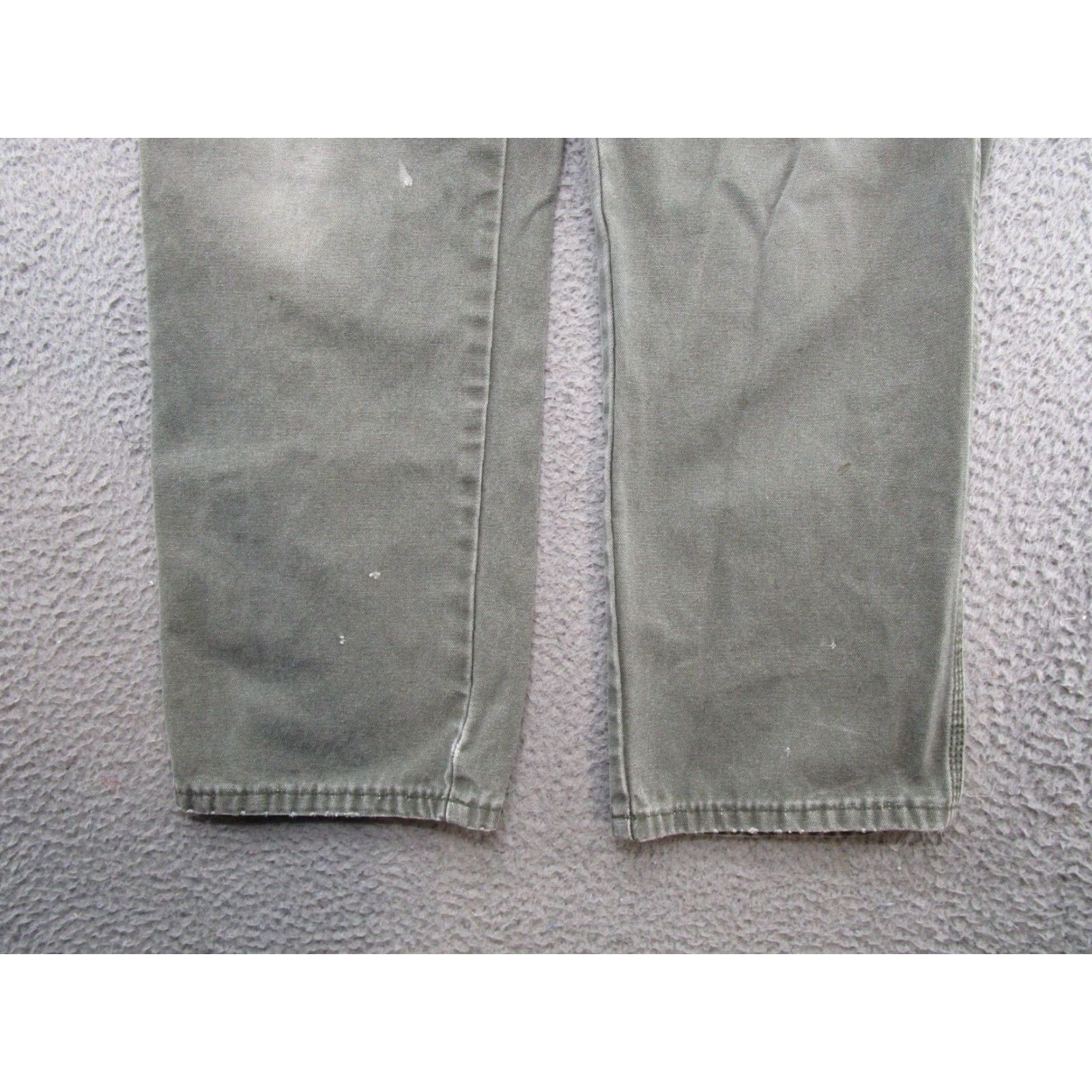 Dickies VINTAGE Dickies Carpenter Pants Green Canvas Workwear Jeans 36x30 THRASHED READ Size US 36 / EU 52 - 2 Thumbnail