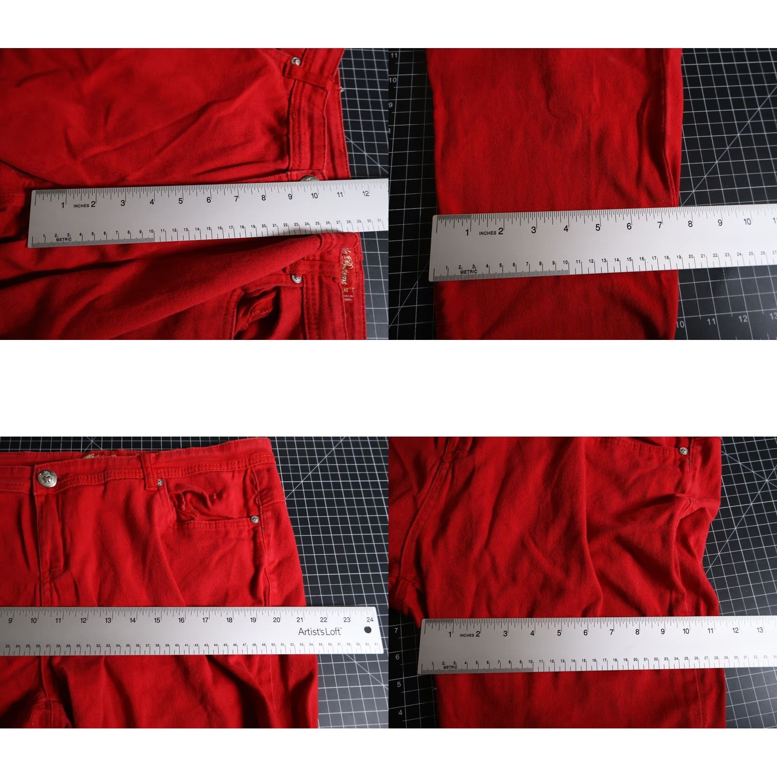 Vintage VINTAGE Apple Bottoms Jeans Women's 14 (38 x 29) Red Embellished Rhinestones Stretch Denim Size 36" / US 14 / IT 50 - 8 Thumbnail