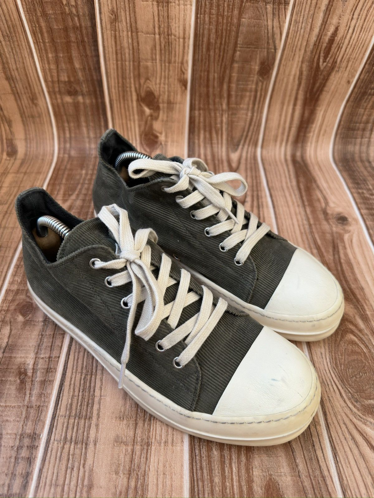 Rick Owens Rick Owens ‘DRKSHDW’ Army Dust Green Lowtops Size US 7.5 / EU 40-41 - 3 Thumbnail