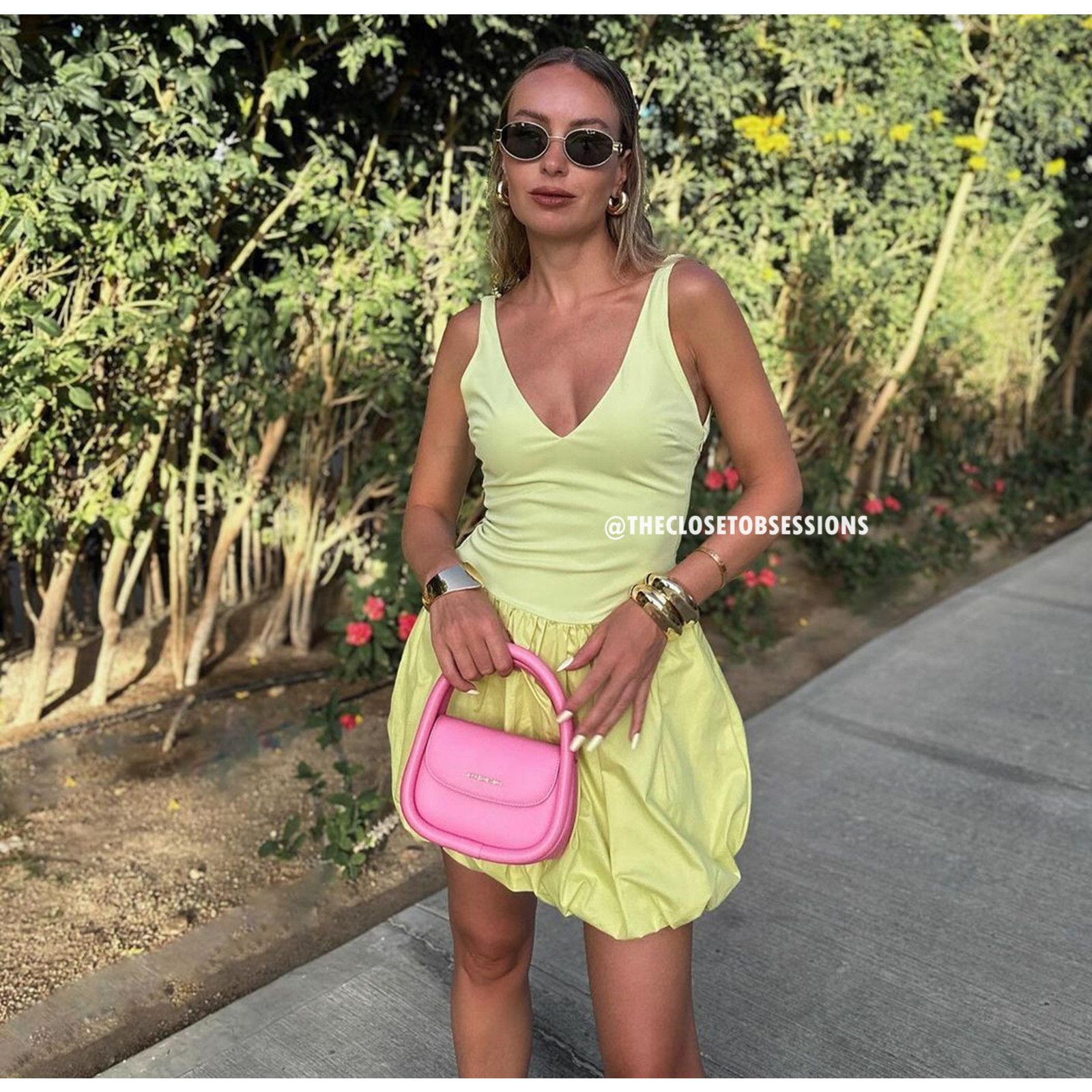 Zara ZARA women's Yellow V-Neck Mini Dress NWT Size L / US 10 / IT 46 - 11 Thumbnail