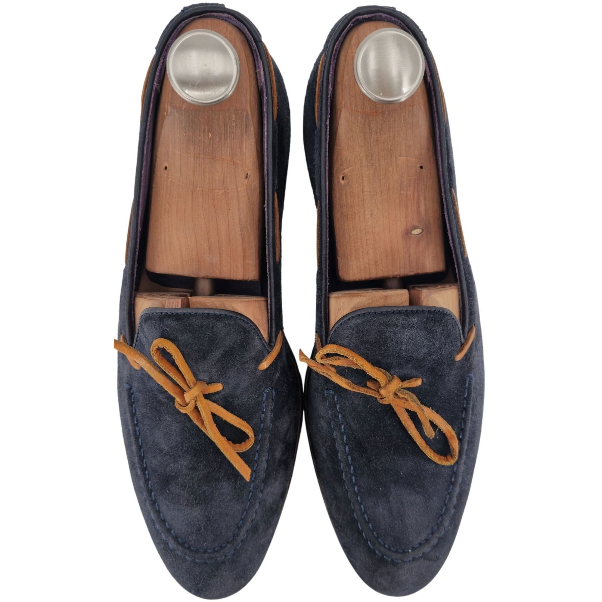 Carmina Carmina Shoemaker Mens 10 Navy Blue Suede Dress Shoes Loafer Size US 10 / EU 43 - 3 Thumbnail