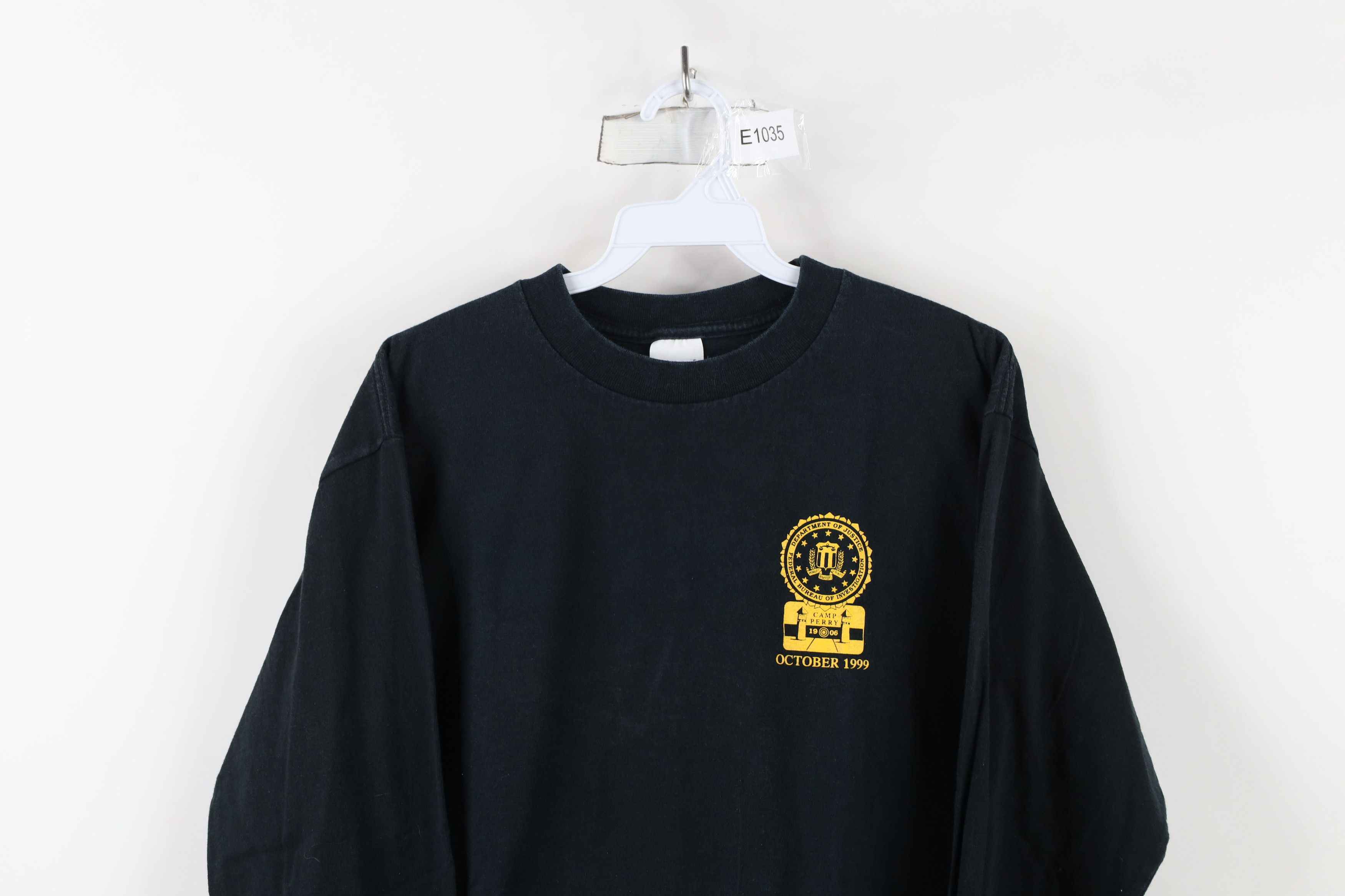 Vintage Vintage 90s Perry FBI Swat School Long Sleeve T-Shirt Black Size US L / EU 52-54 / 3 - 2 Thumbnail