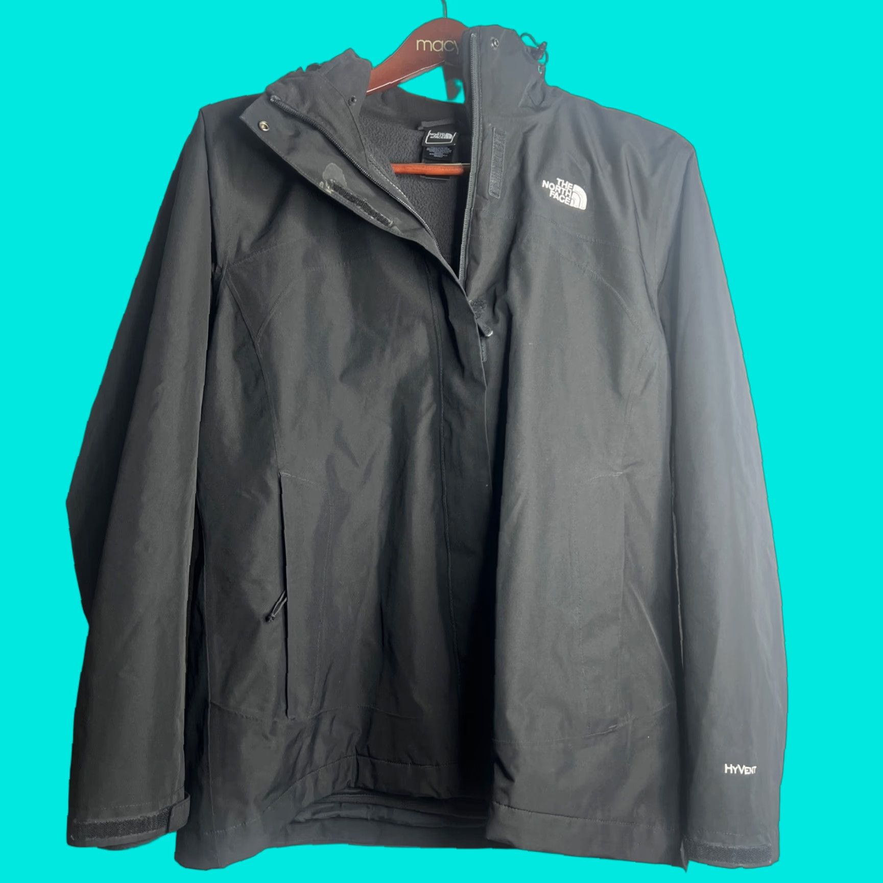 The North Face VINTAGE THE NORTH FACE Women’s Jacket XL Black Fleece Zip In Hoodie EUC Size XL / US 12-14 / IT 48-50 - 1 Thumbnail