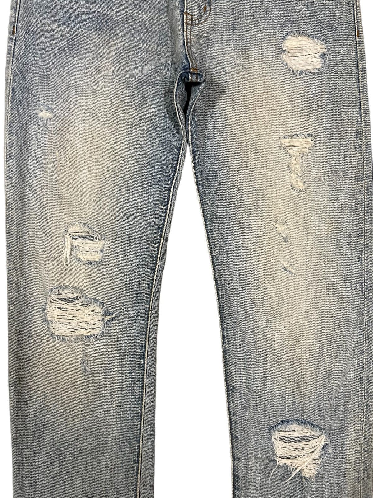 Designer Vintage Light Blue Heavy Distressed Regular Straight Jeans Size US 30 / EU 46 - 5 Thumbnail